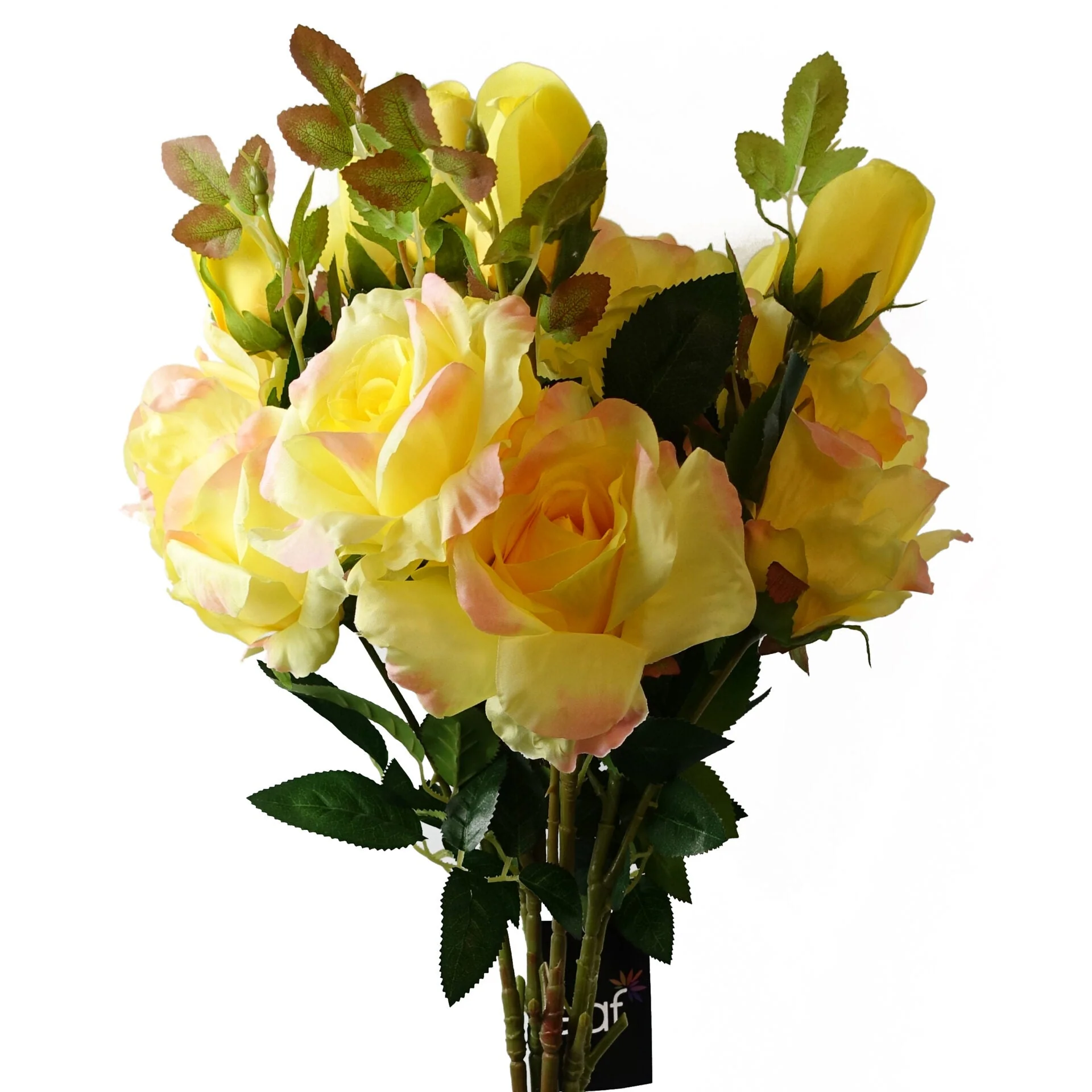 80cm Artificial Yellow Rose Stem - 3 flowers - Image 3
