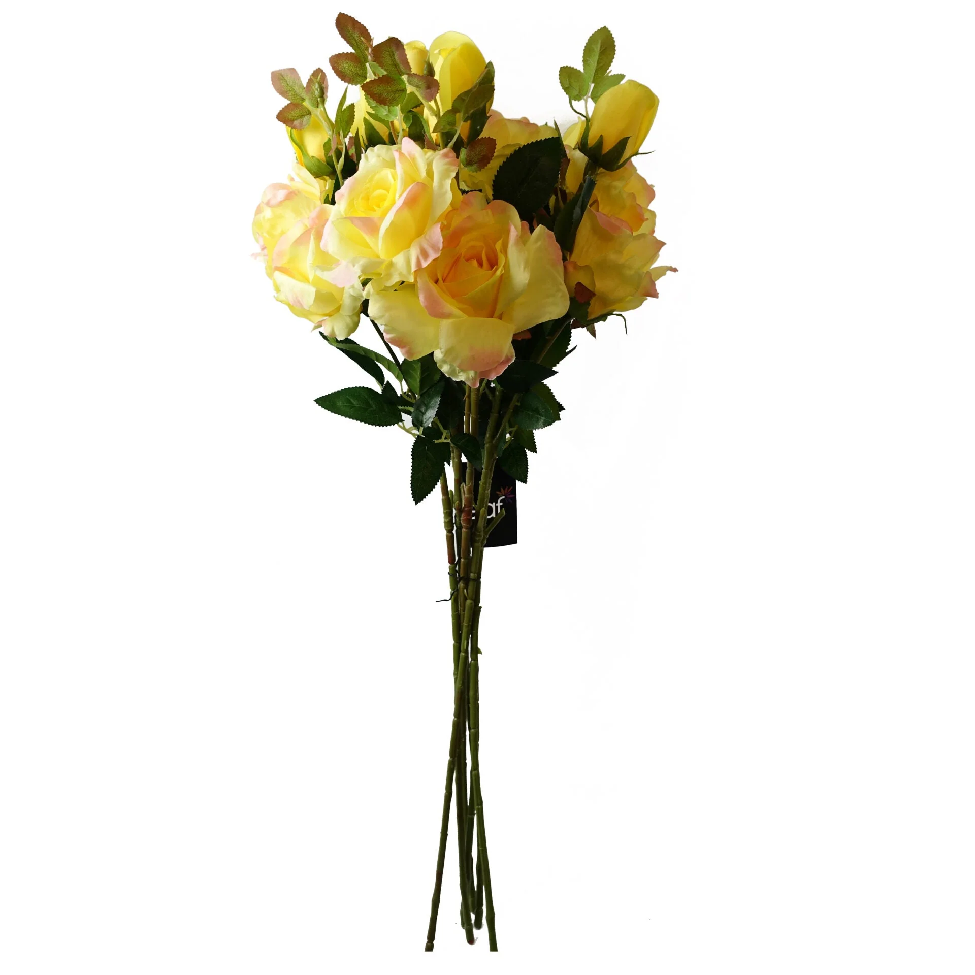 80cm Artificial Yellow Rose Stem - 3 flowers - Image 4