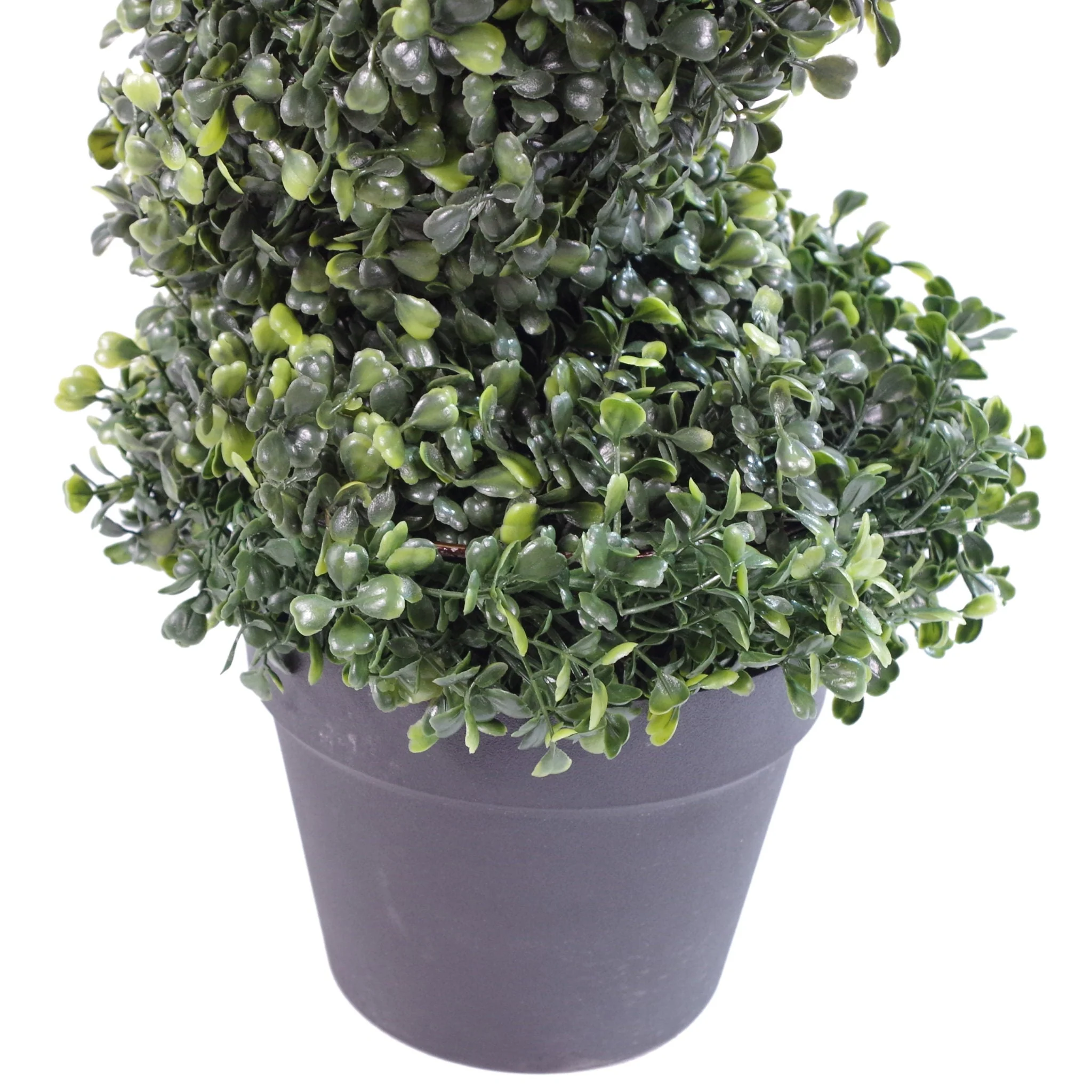 90cm (3ft) Tall Artificial Boxwood Tower Tree Topiary Spiral Metal Top - Image 3