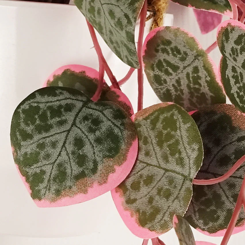90cm Artificial Potted Hanging Trailing Pink Plant - String of Hearts - Image 2