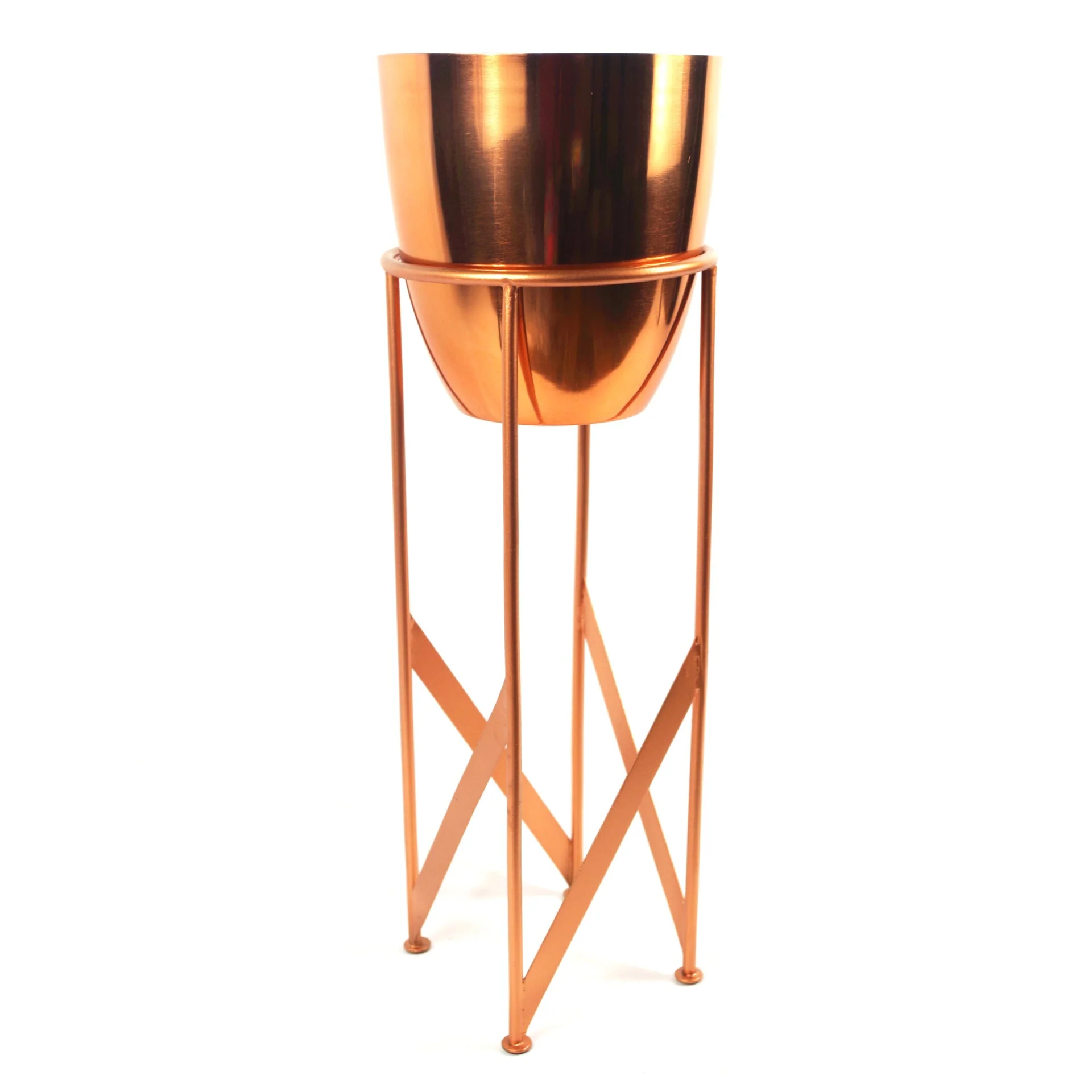 90cm Copper Planter with Artificial Yukka Plant - Image 2
