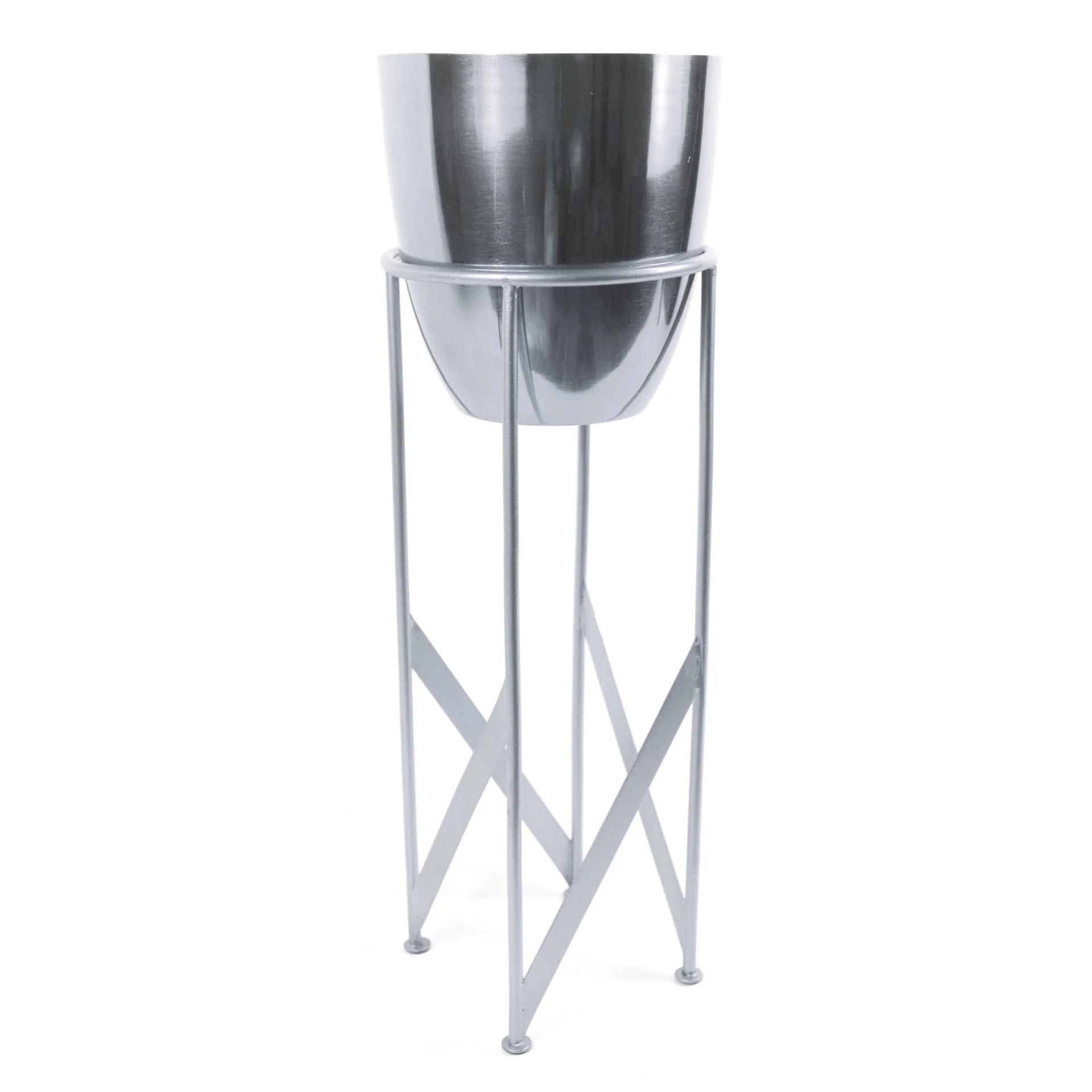 90cm Silver Planter with Artificial Yukka Plant - Image 2