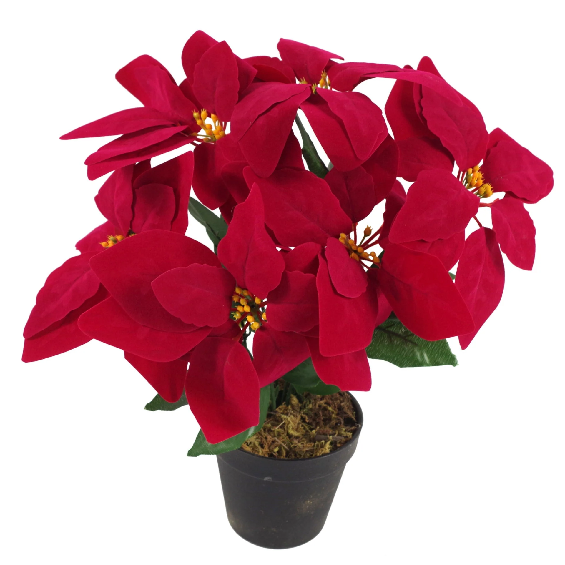 Artificial Christmas Xmas Poinsettias Silver Large Metal Planter - Image 3