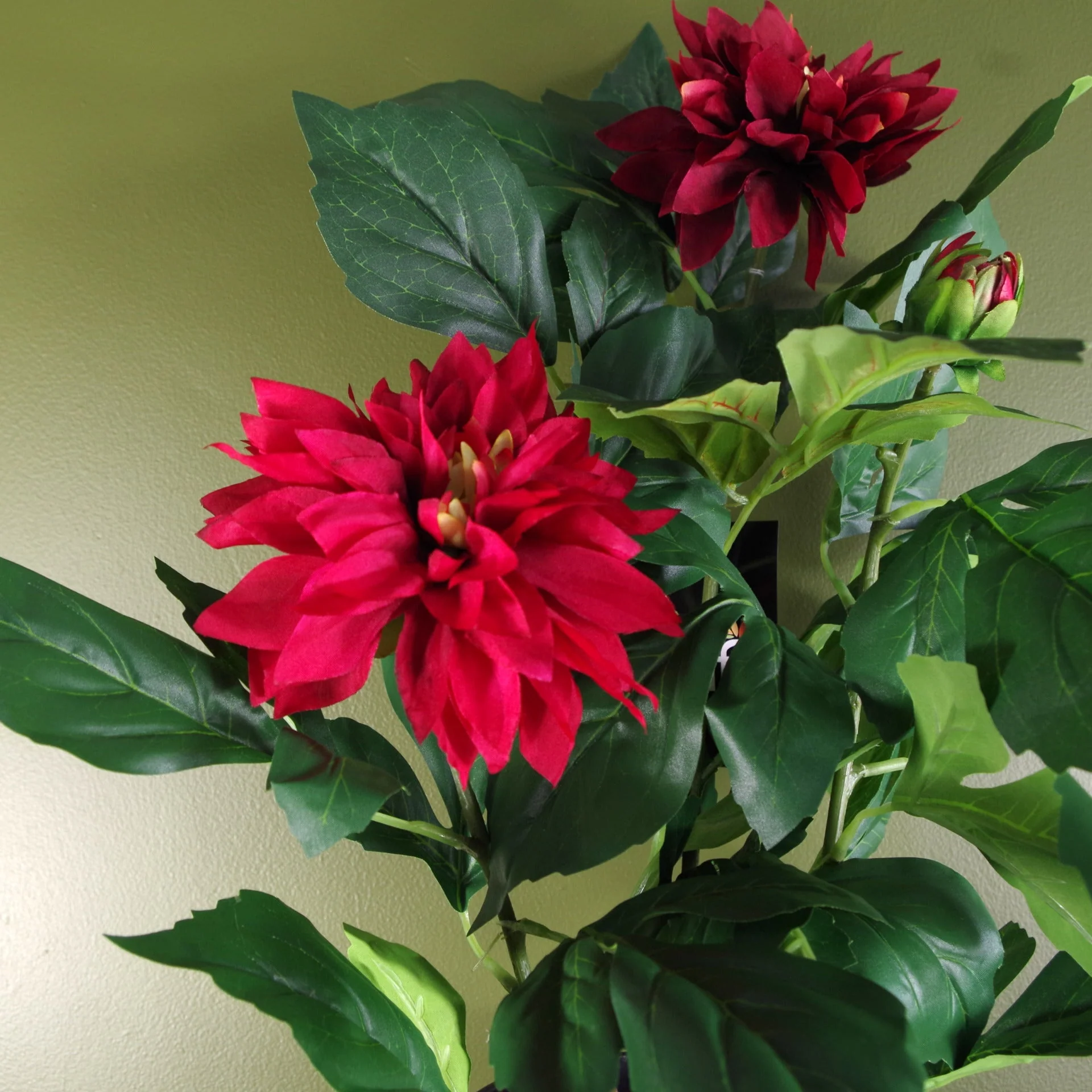 Artificial Dhalia Flowering Plant Red - Image 2