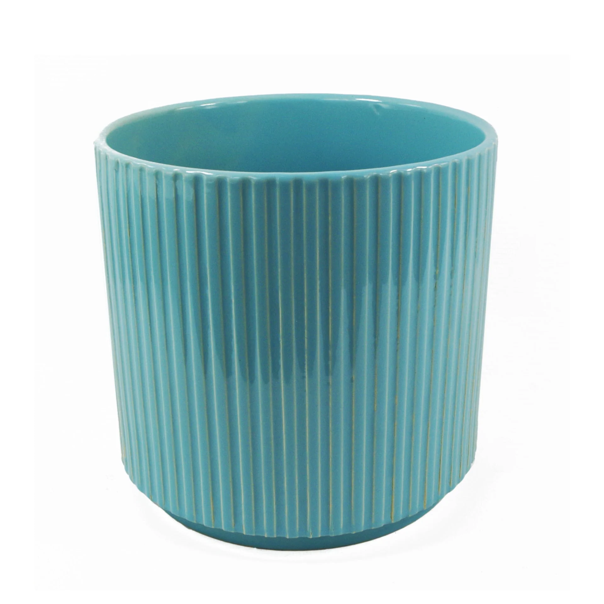 Artificial Grass Plant With Blue Ceramic Planter - Image 2