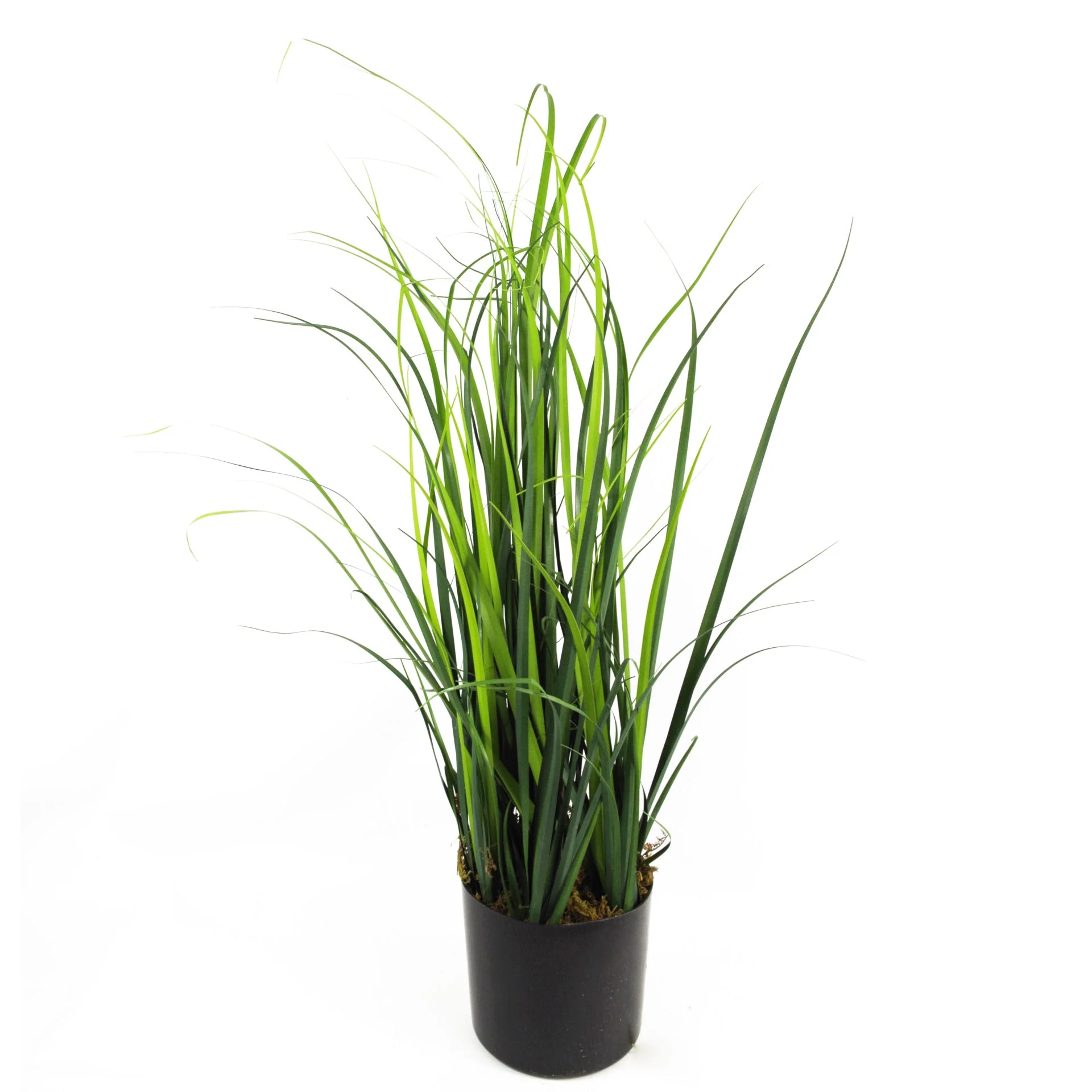 Artificial Grass Plant With Blue Ceramic Planter - Image 3