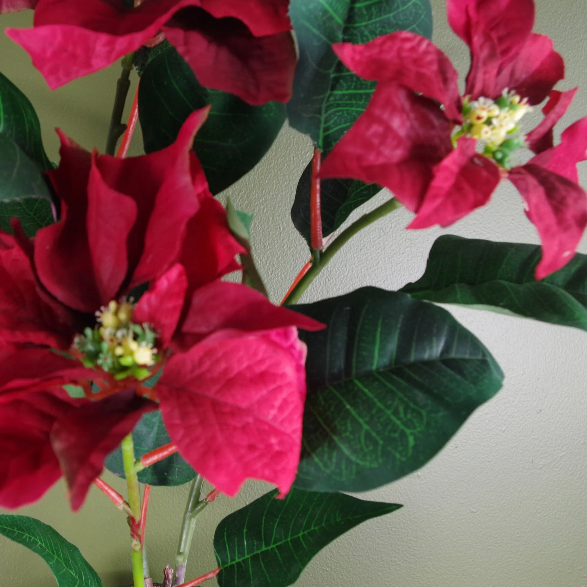 Artificial Poinsettia Grey Pot - Image 2