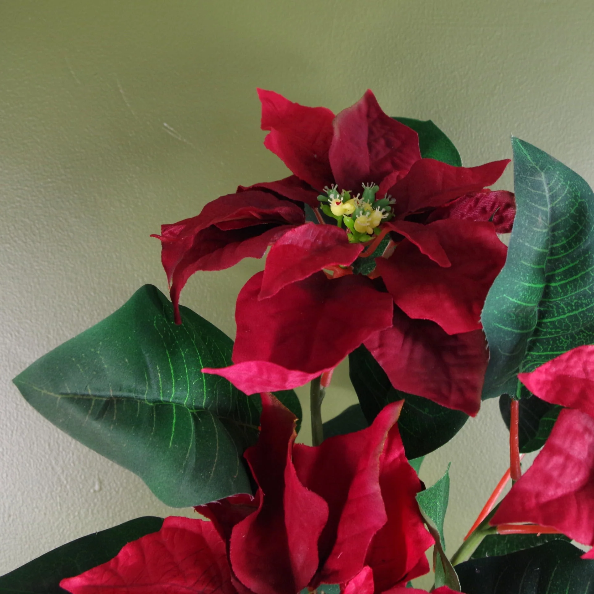 Artificial Poinsettia Grey Pot - Image 3