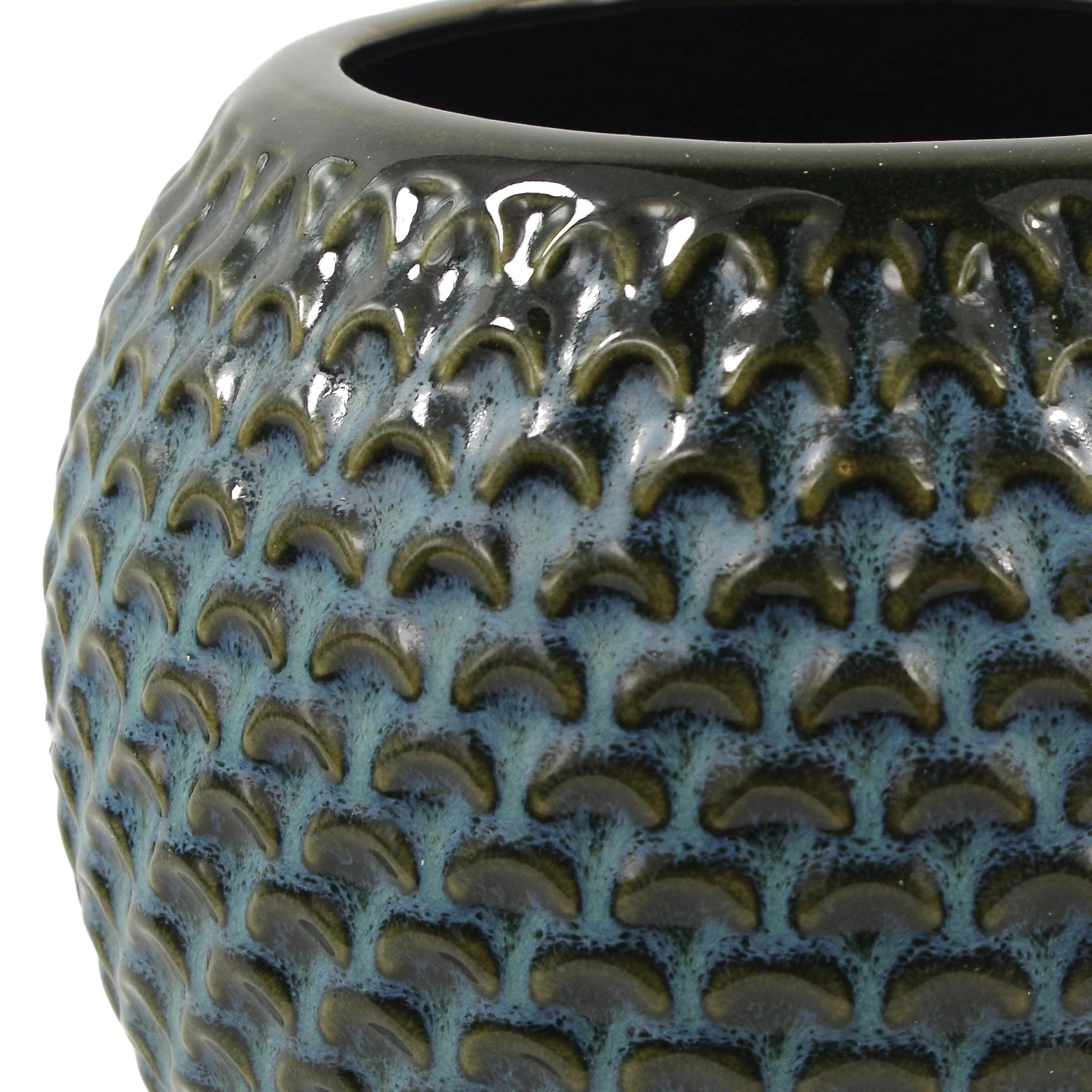 Blue Ceramic Plant Pot 15 x 15 x 12.5cm - Image 4