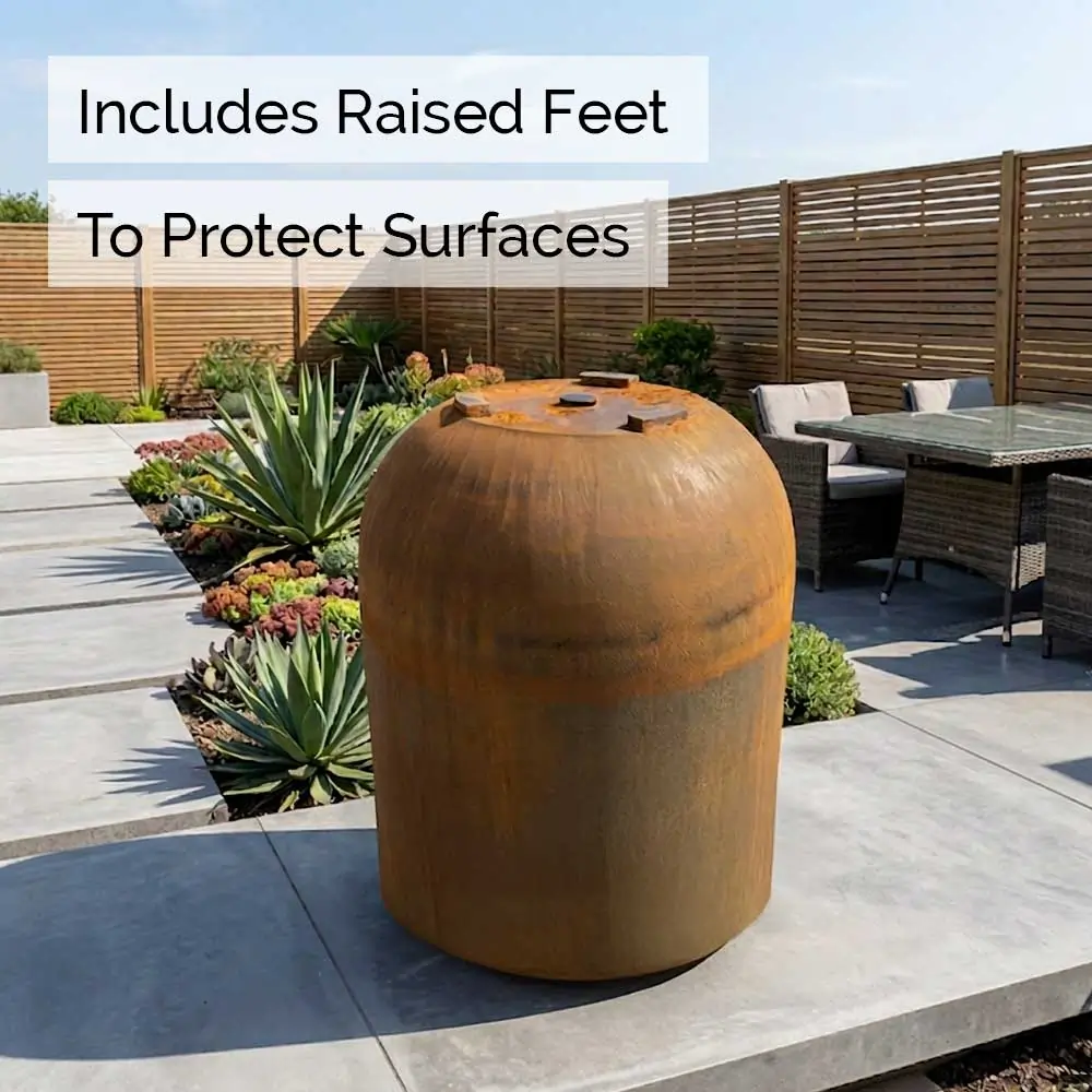 Corten Steel Large Cylinder Planter with Rounded Base - Image 7