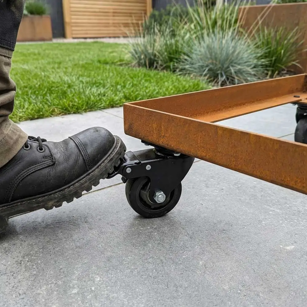Corten Steel Wheel base for 1m Trough Planter 100cm(L) x 40cm(H) x 40cm(W) - Image 5