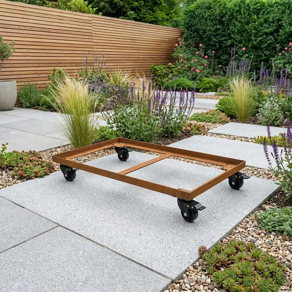 Corten Steel Wheel base for 1m Trough Planter 100cm(L) x 40cm(H) x 40cm(W) - Image 9