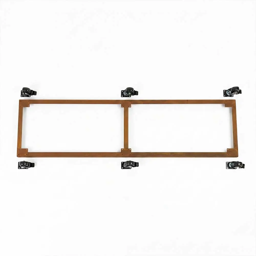Corten Steel Wheel base for 2m Trough Planter 200cm(L) x 50cm(H) x 50cm(W) - Image 4