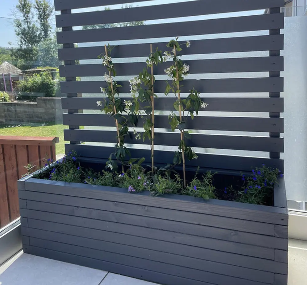 Customisable Wood Trough Trellis Planter - Image 3