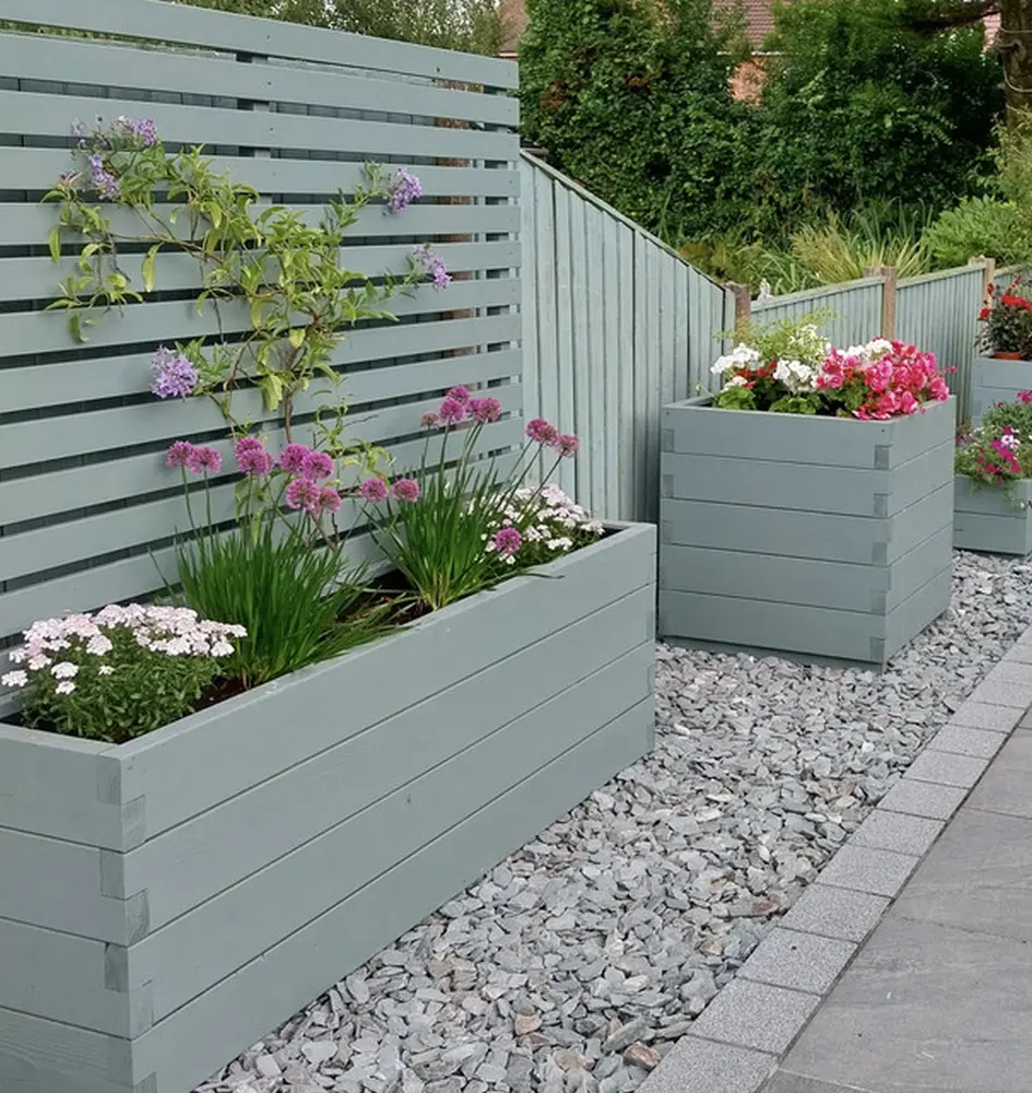 Customisable Wood Trough Trellis Planter