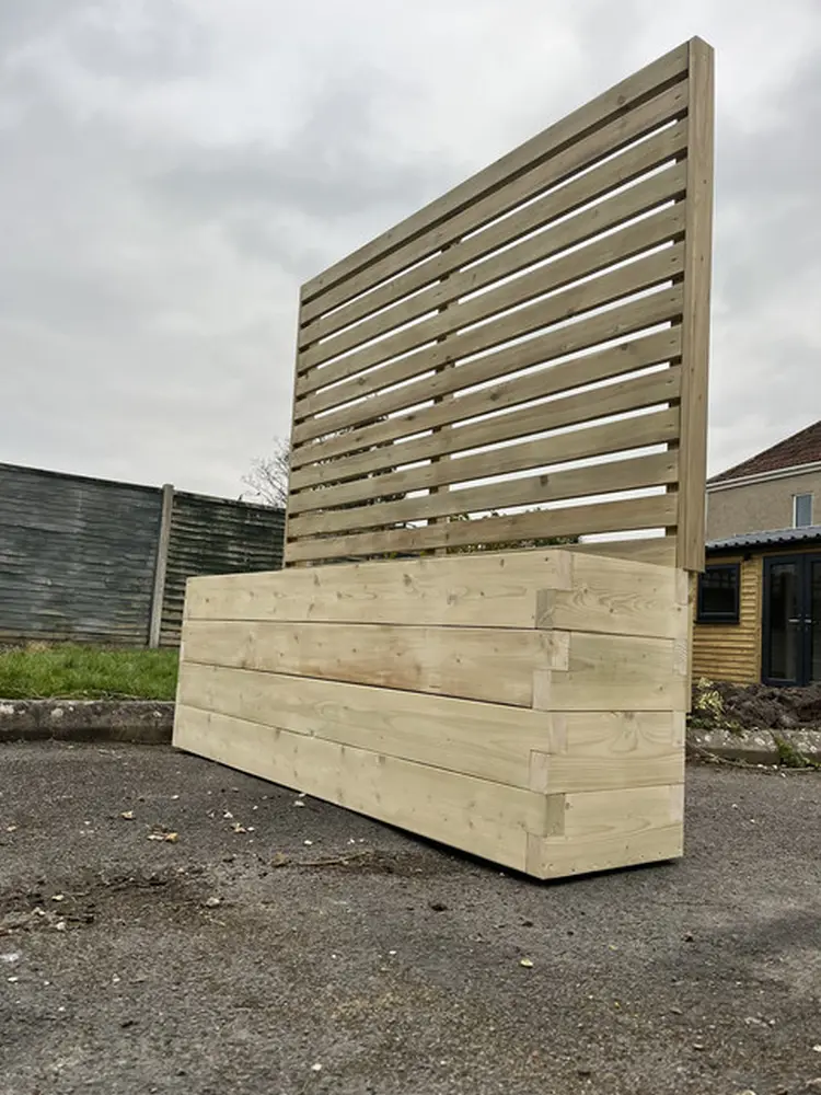 Customisable Wood Trough Trellis Planter - Image 4