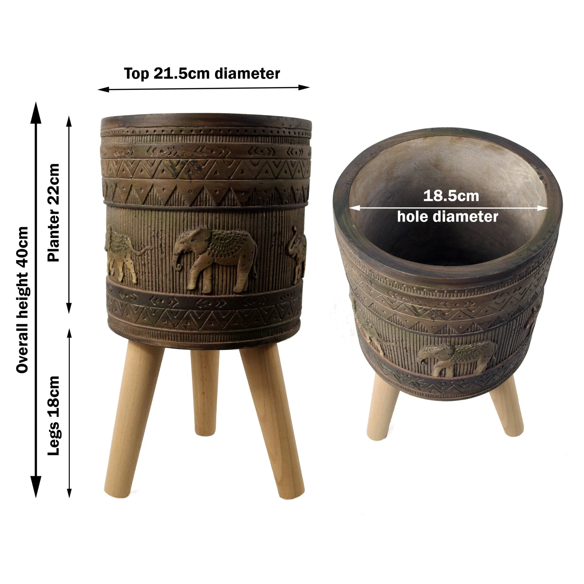 Elephant Composite Planter with Stand - Image 3