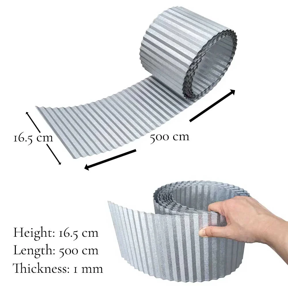 Galvanised Metal Heavy Duty Lawn Edging Roll - Wavy - 16.5cm Height - Image 4
