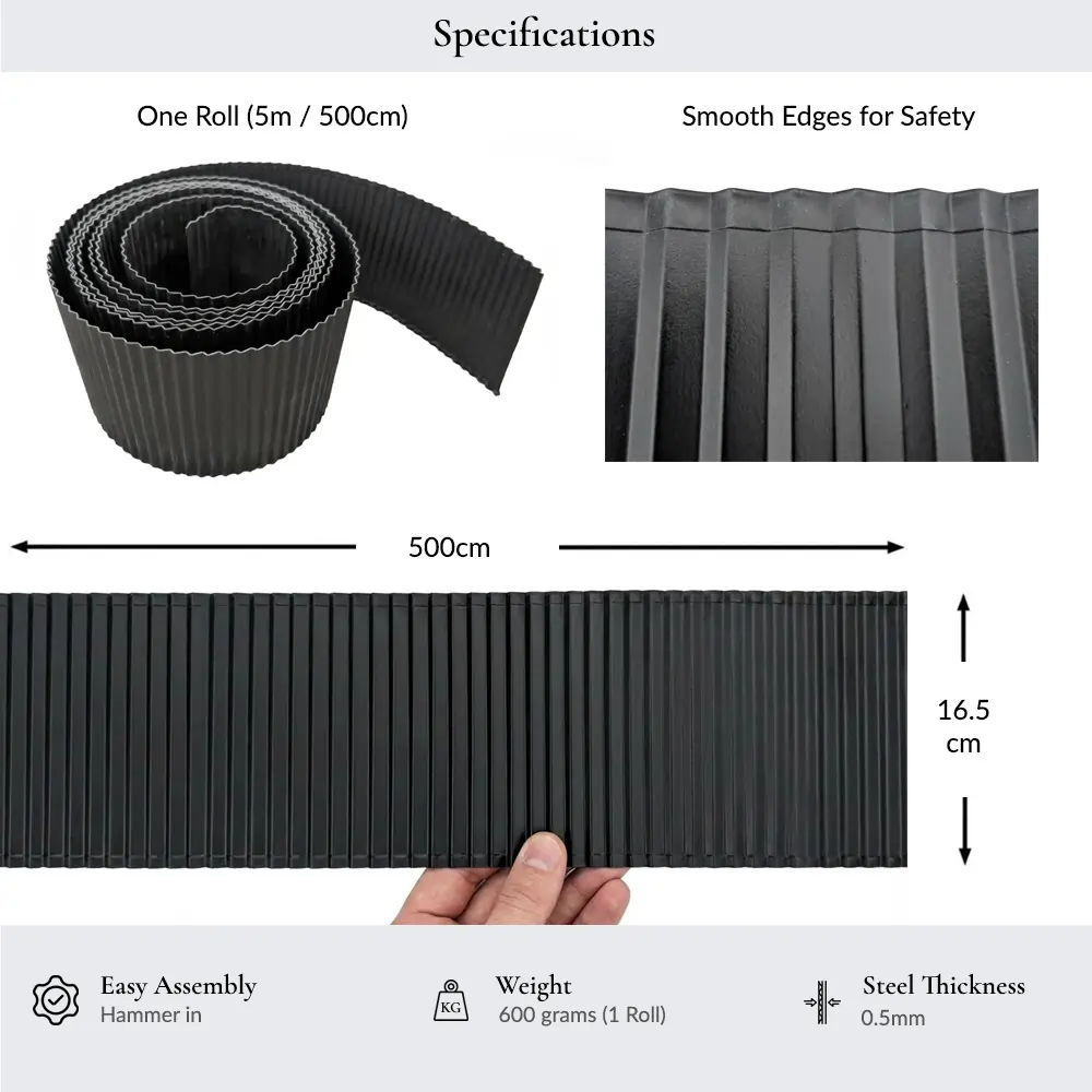 Galvanised Metal Heavy Duty Lawn Edging Roll - Wavy - 16.5cm Height - Image 9