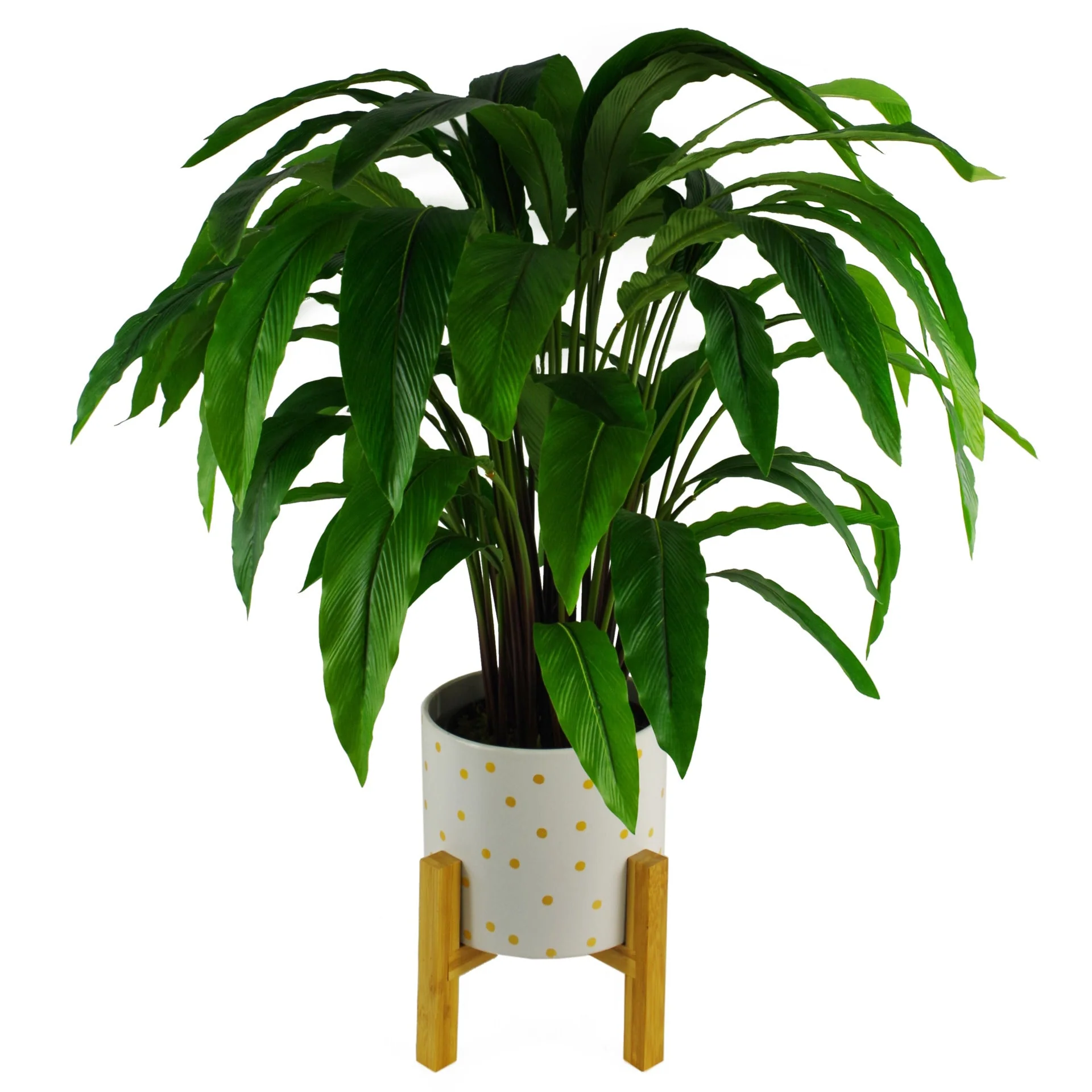 Gold Dot Planter Plant Pot with Bamboo Stand 22 x 22 x 23.5cm - Image 2