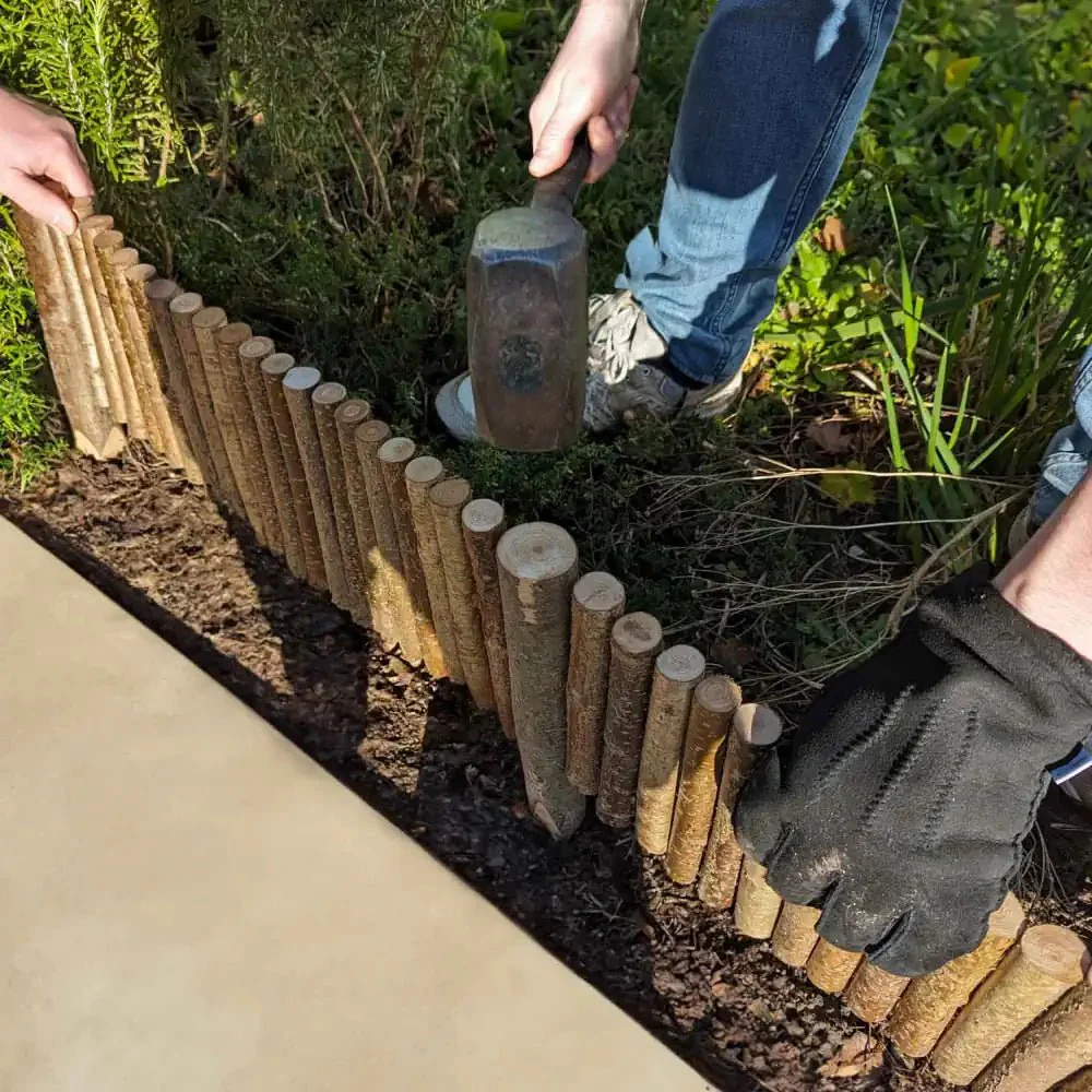 Hazel Log Roll Flexible Lawn Edging – 20cm Height - Image 4