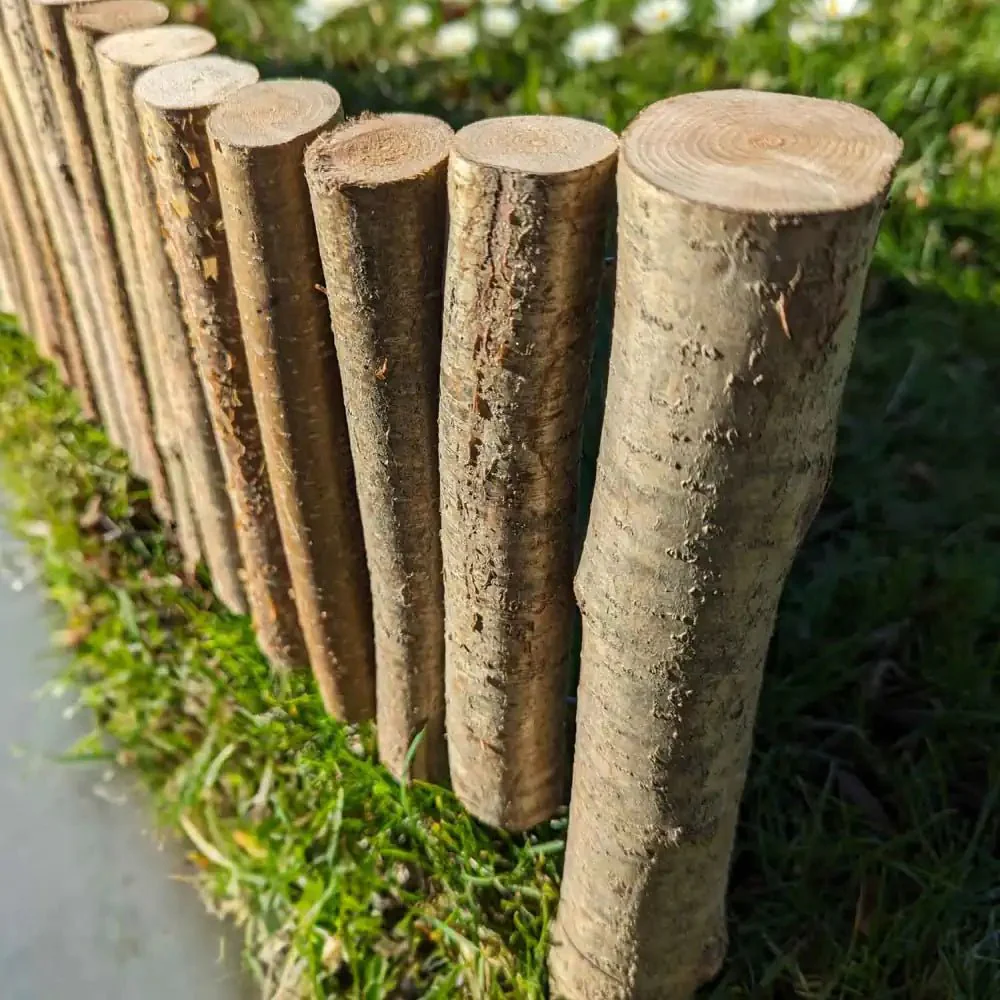 Hazel Log Roll Flexible Lawn Edging – 20cm Height - Image 6