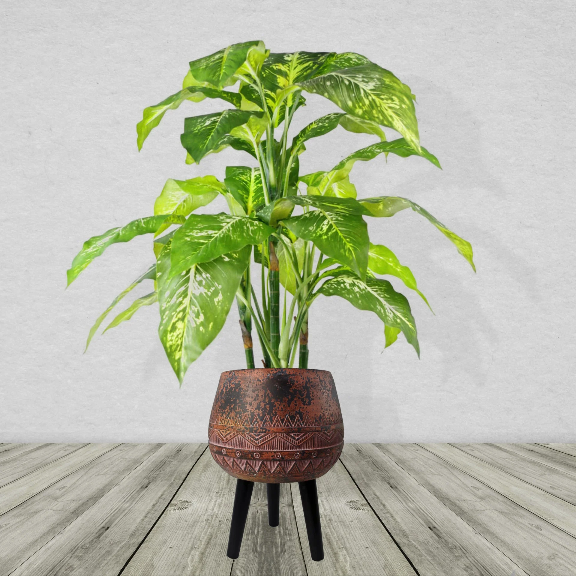 Large Composite Brown / Black Planter with Stand