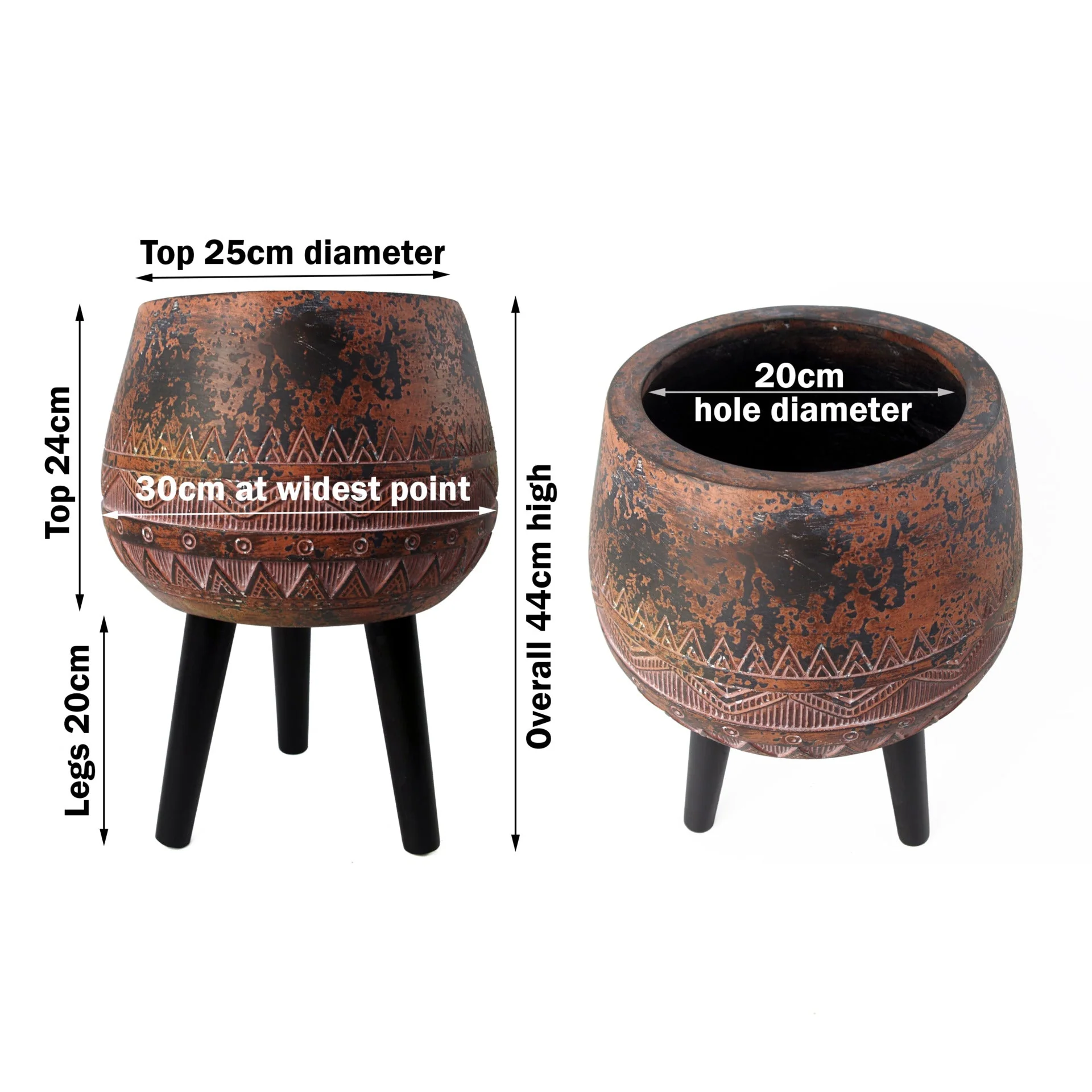 Large Composite Brown / Black Planter with Stand - Image 2
