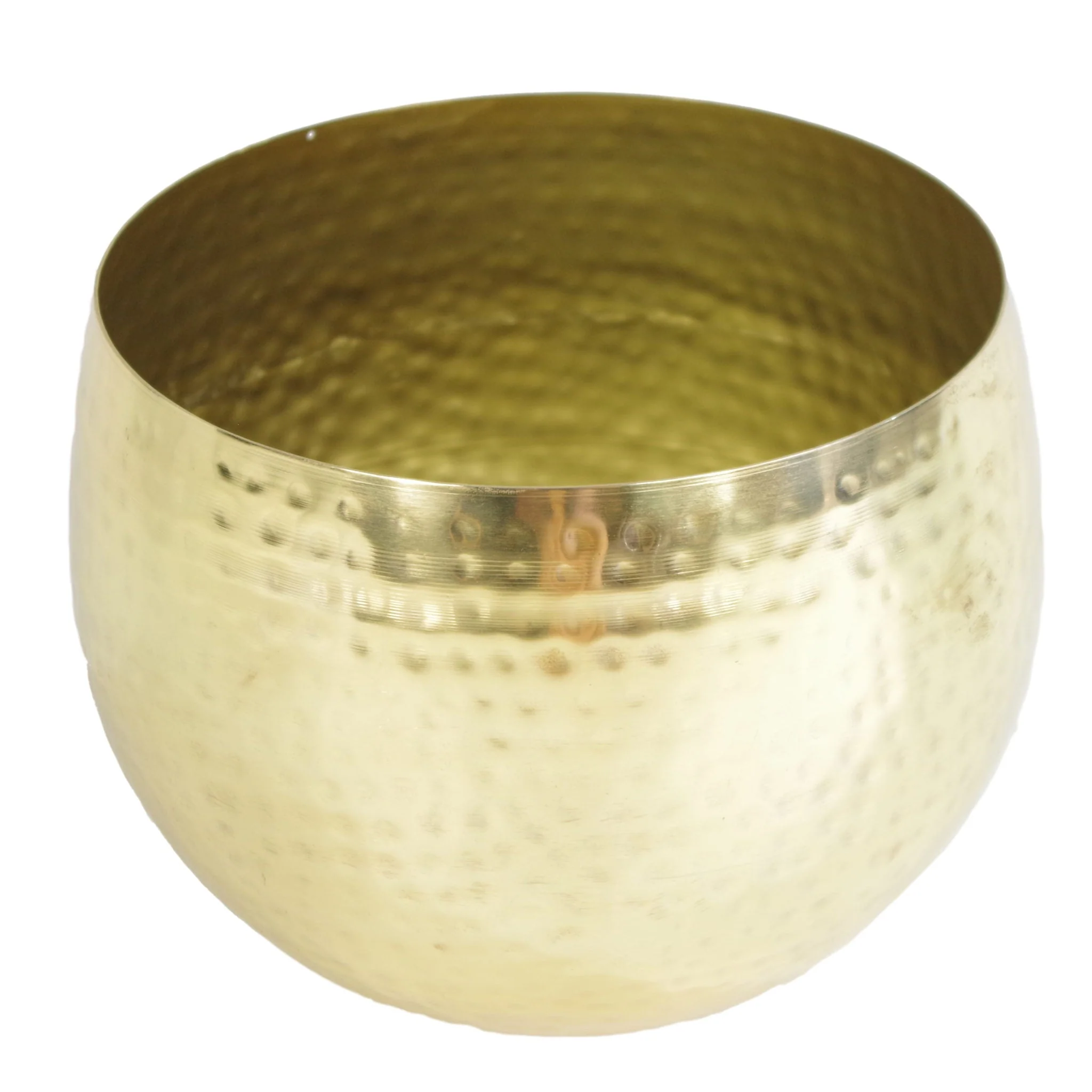 Large Metal bowl 22 x 18cm Hammered Brass Gold Colour - Straight Edge - Image 2