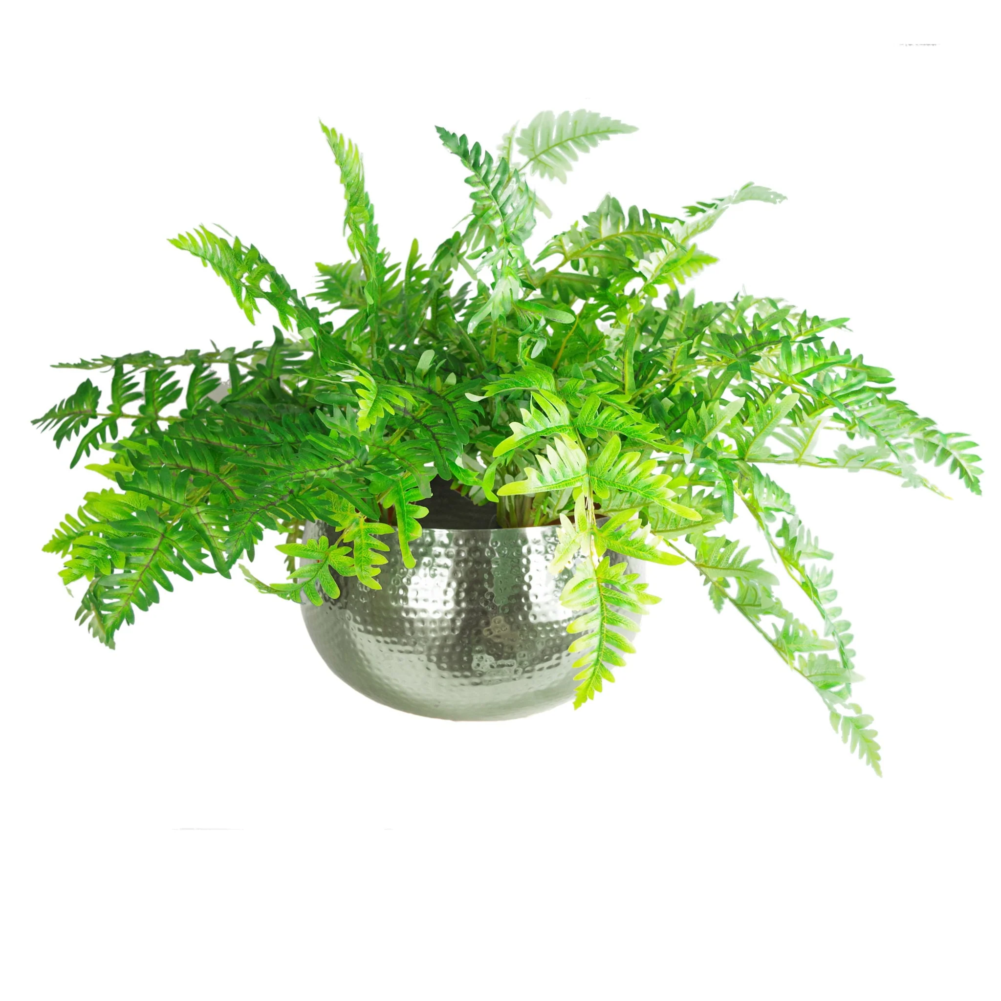 Leaf XL Metal Bowl Planter 32 x 20cm Hammered Silver Colour - Straight Edge - Image 3