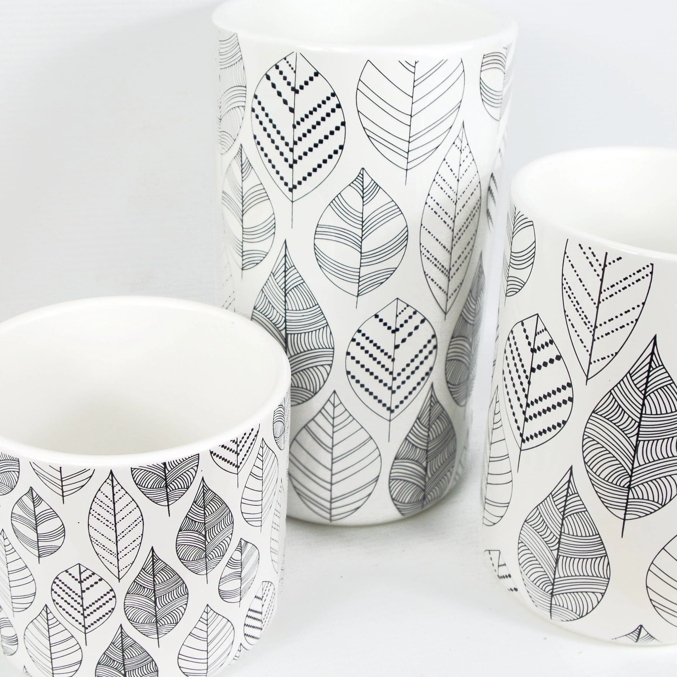 Leaves Floral Ceramic Storage Canisters with Lids (Set of 3) - Image 2