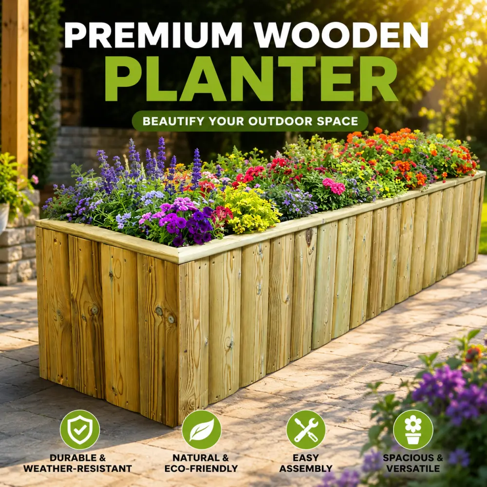 Log Lap Wooden Planter Trough - Image 11