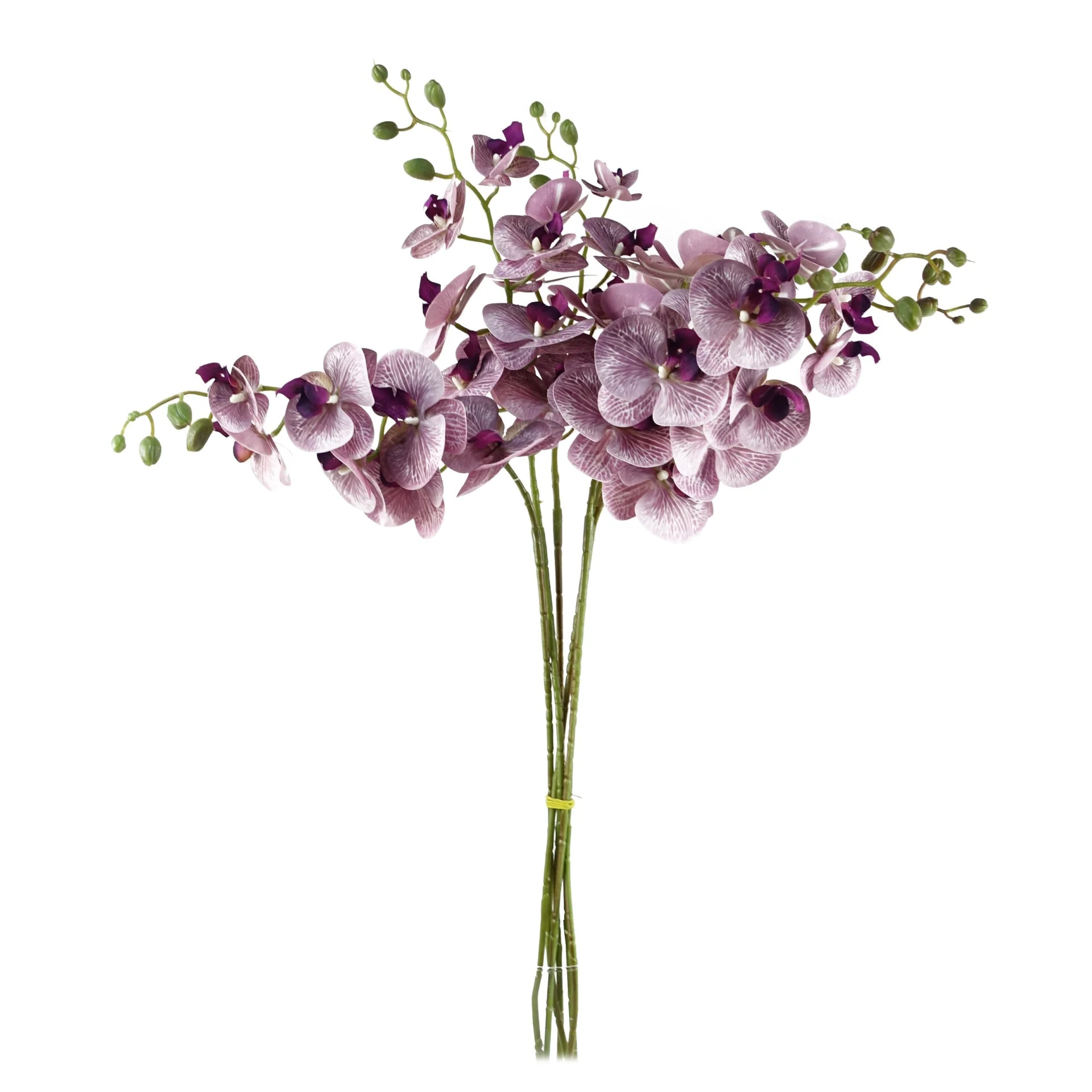 Pack of 6 x 100cm Artificial Phalaenopsis Orchid Purple Stem - 42 Flowers - Image 2