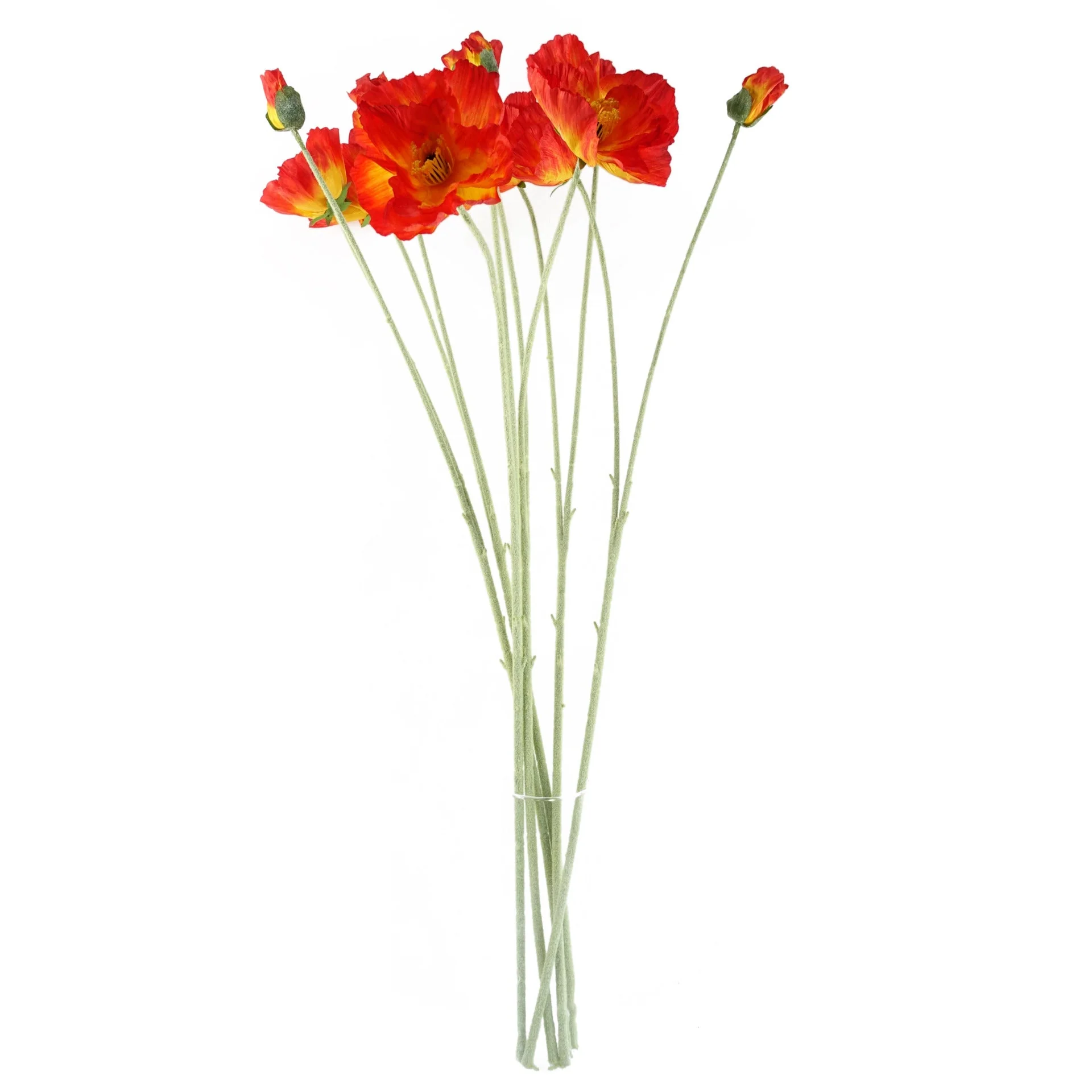 Pack of 6 x 100cm Artificial Poppy Stem - 2 Flowers - Image 2