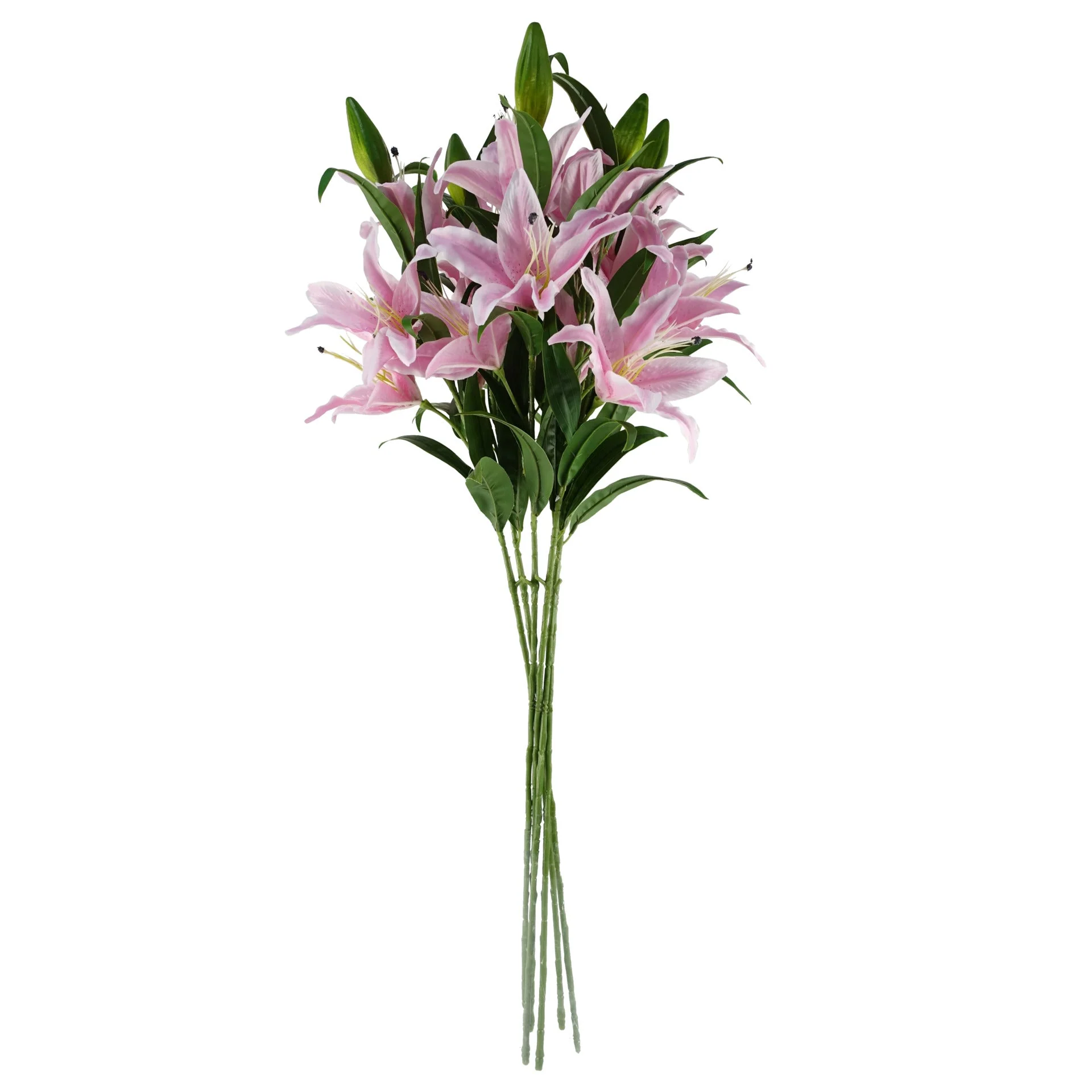 Pack of 6 x 100cm Large Pink Lily Stem - 18 Flowers - Image 4