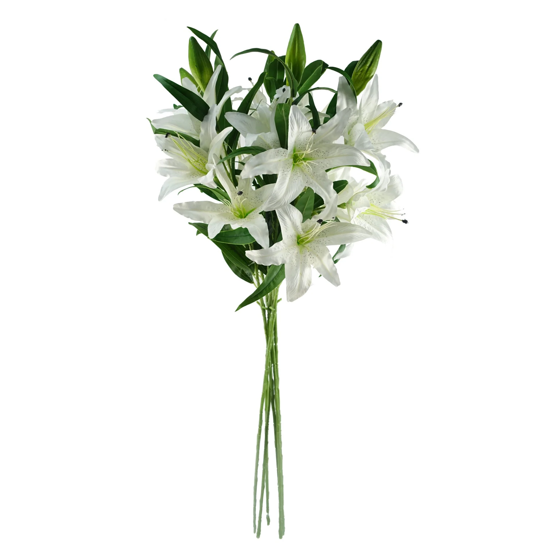 Pack of 6 x 100cm Large White Lily Stem - 18 Flowers - Image 2