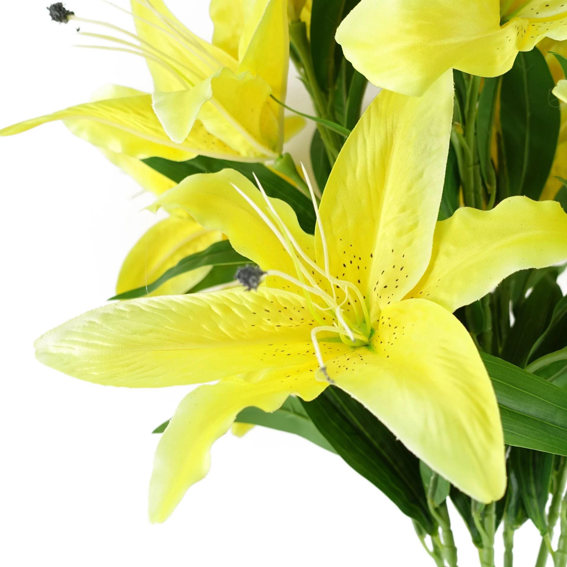 Pack of 6 x 100cm Large Yellow Lily Stem - 18 Flowers - Image 4