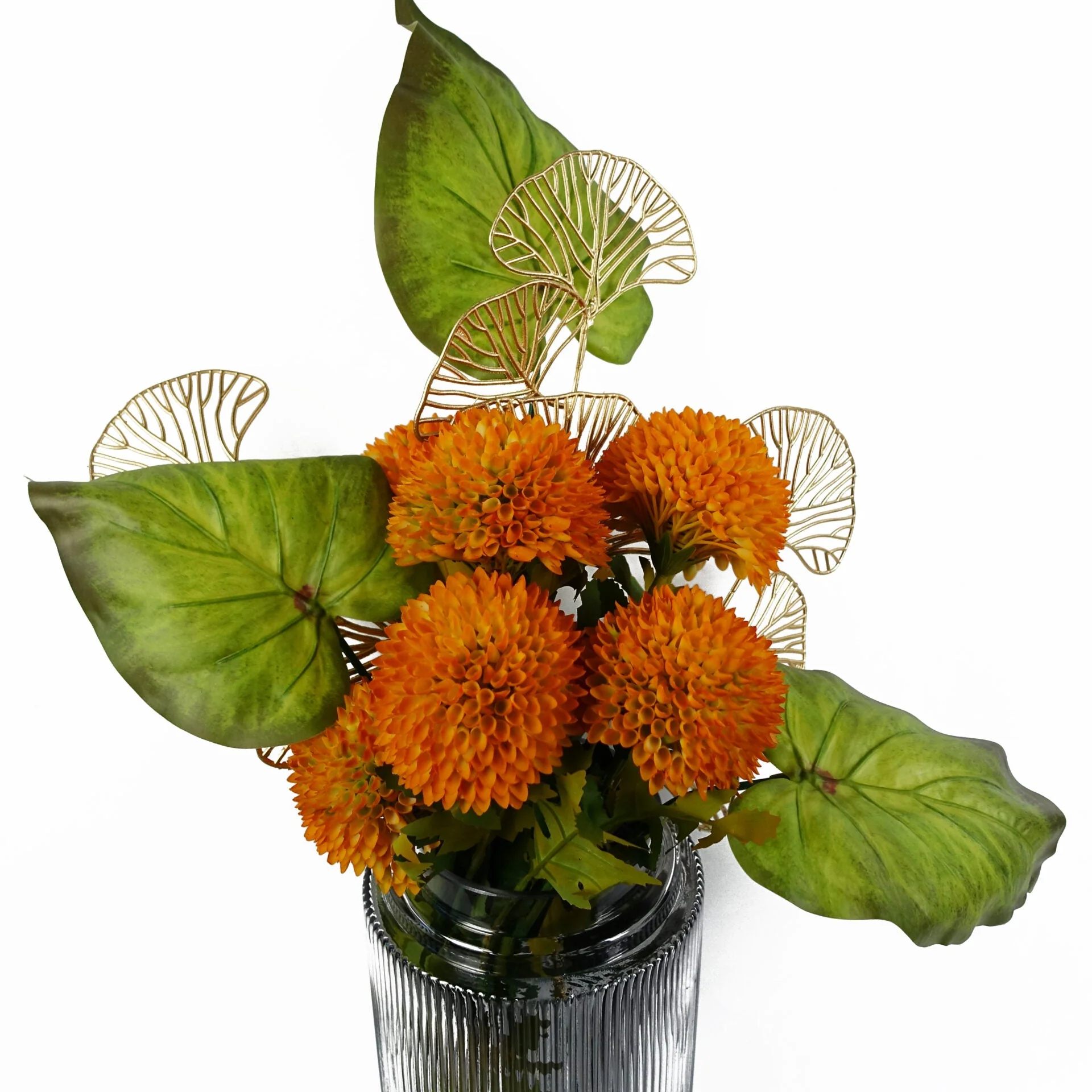 Pack of 6 x 50cm Artificial Green Plastic Leaf Stem - Image 2
