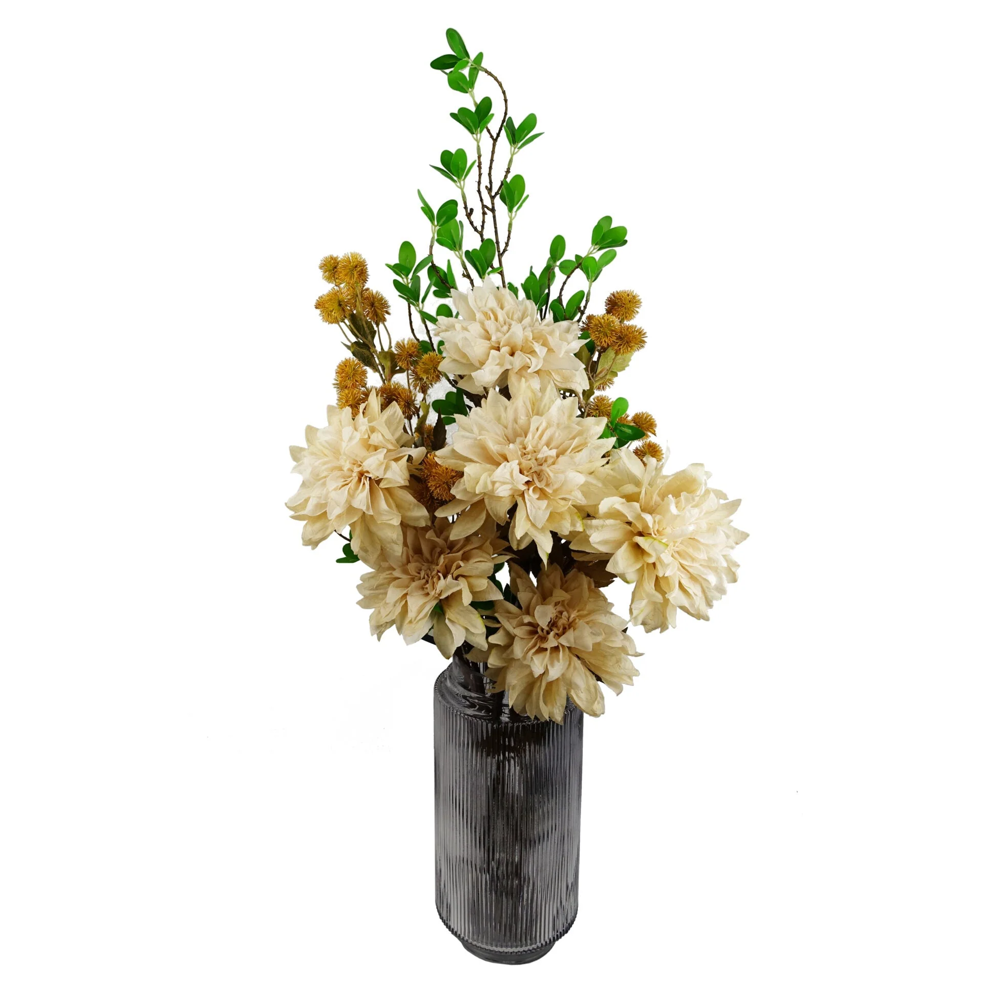 Pack of 6 x 55cm Dahlia Flower Stem - Dusty Cream - Image 2