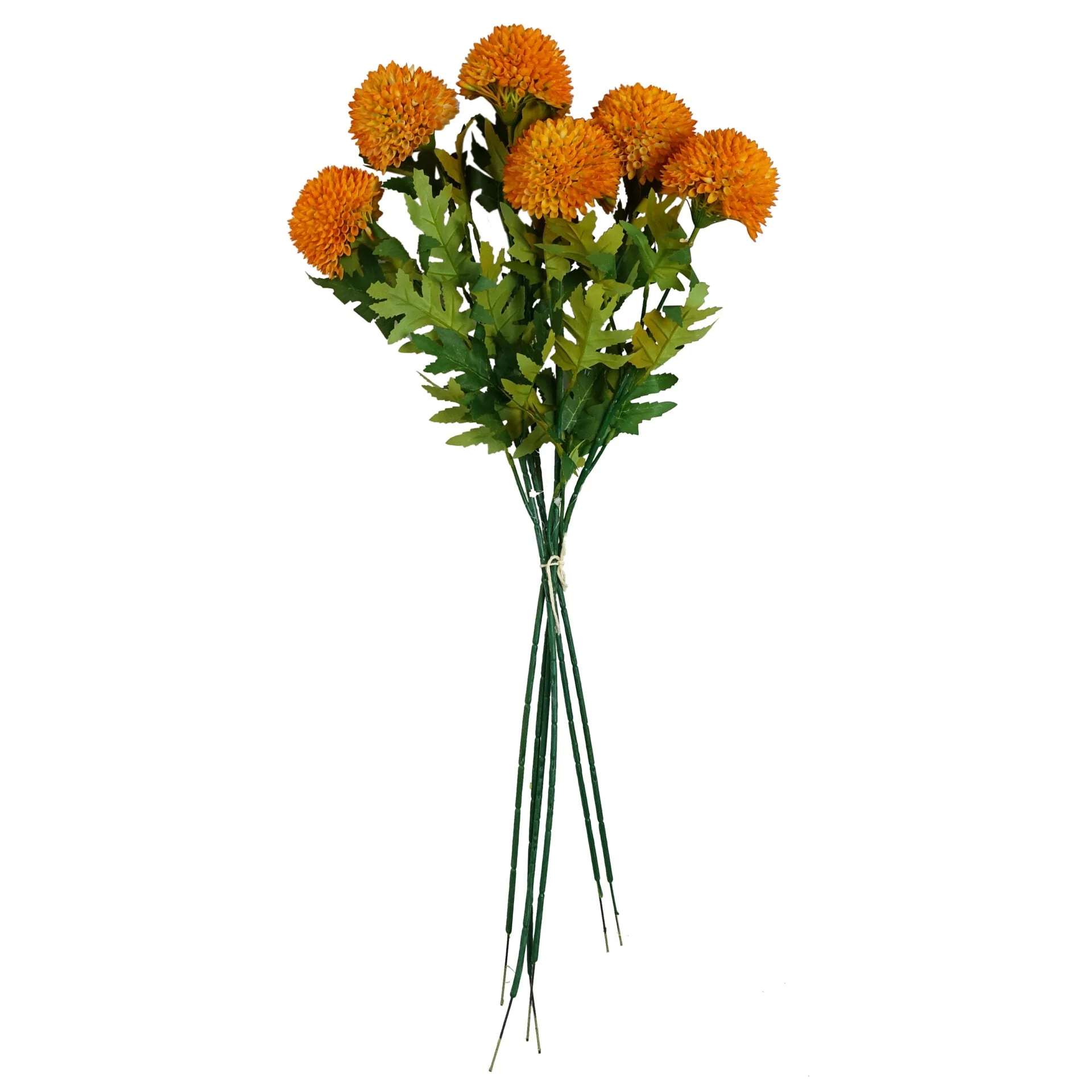 Pack of 6 x 70cm Large Ball Dahlia Artificial Flower Stem Yellow - Image 2