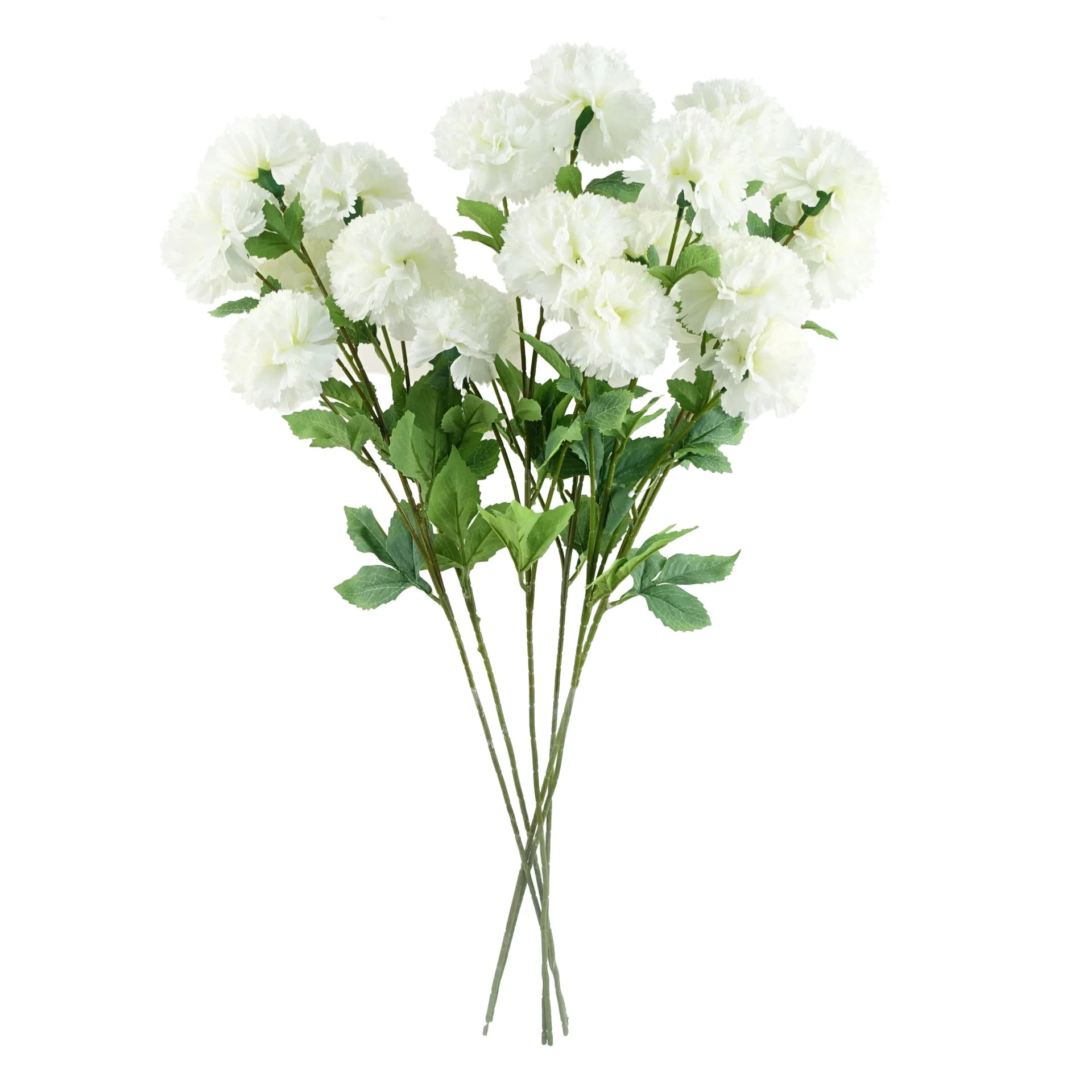 Pack of 6 x 70cm White Artificial Carnation Stem - 24 Flowers - Image 2