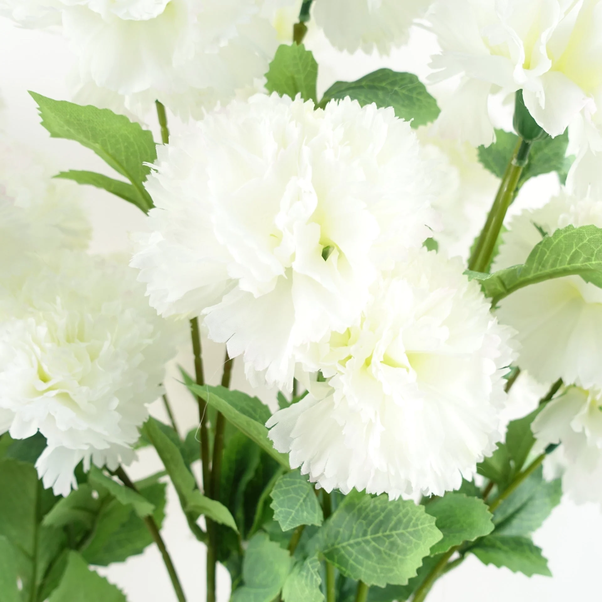 Pack of 6 x 70cm White Artificial Carnation Stem - 24 Flowers - Image 3