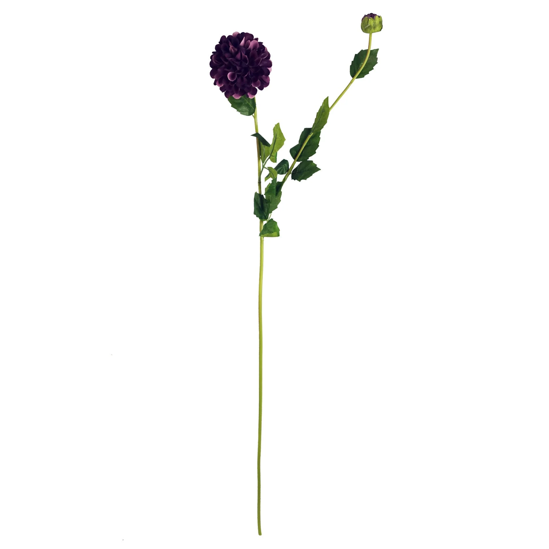 Pack of 6 x 75cm Artificial Dahlia PomPom Flower Stem Purple - Image 3