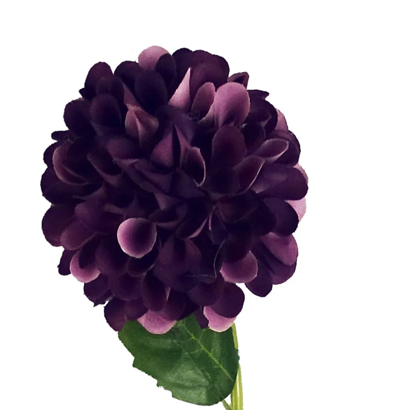 Pack of 6 x 75cm Artificial Dahlia PomPom Flower Stem Purple - Image 4