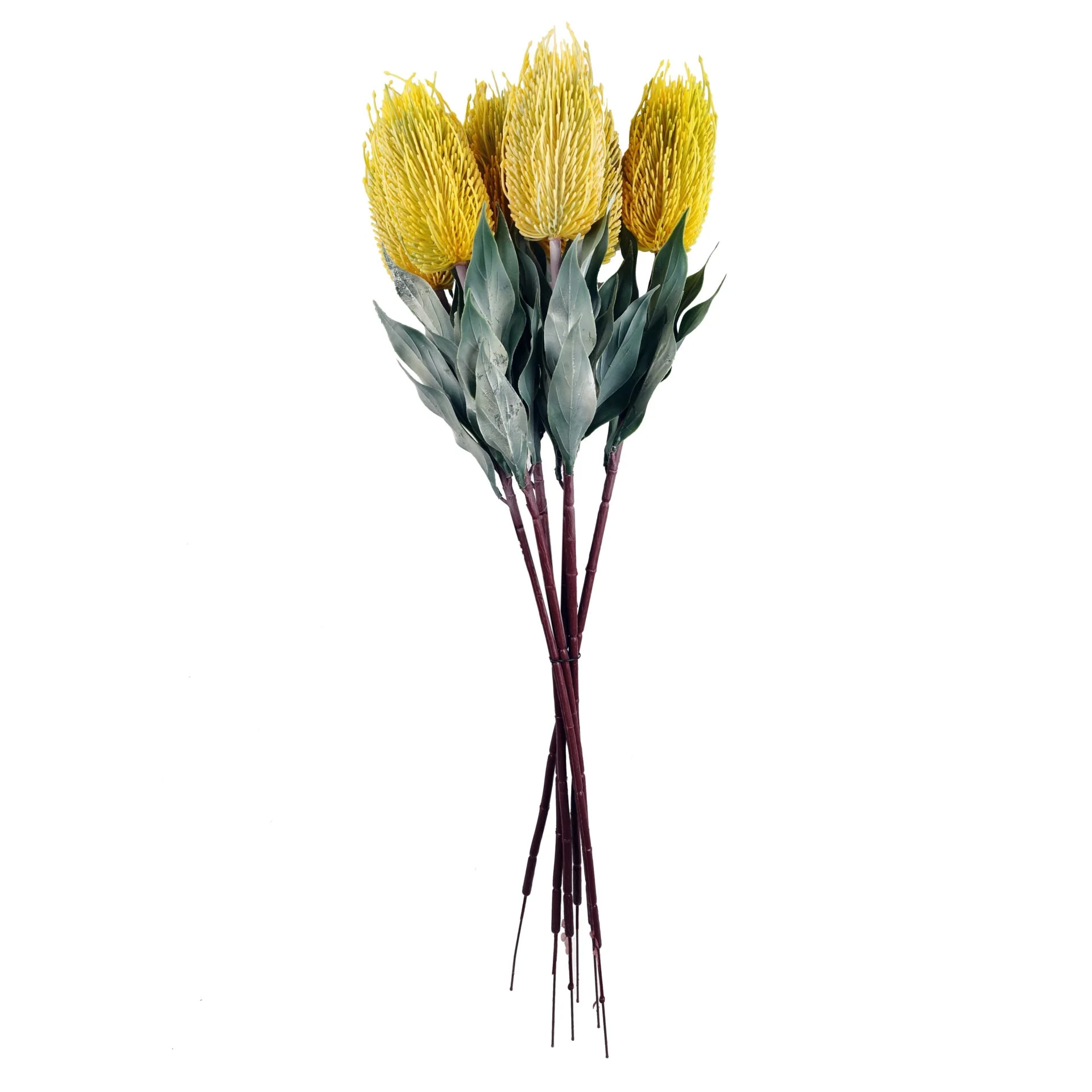Pack of 6 x 75cm Banksia Menziesii Yellow Flower Stem Artificial - Image 2