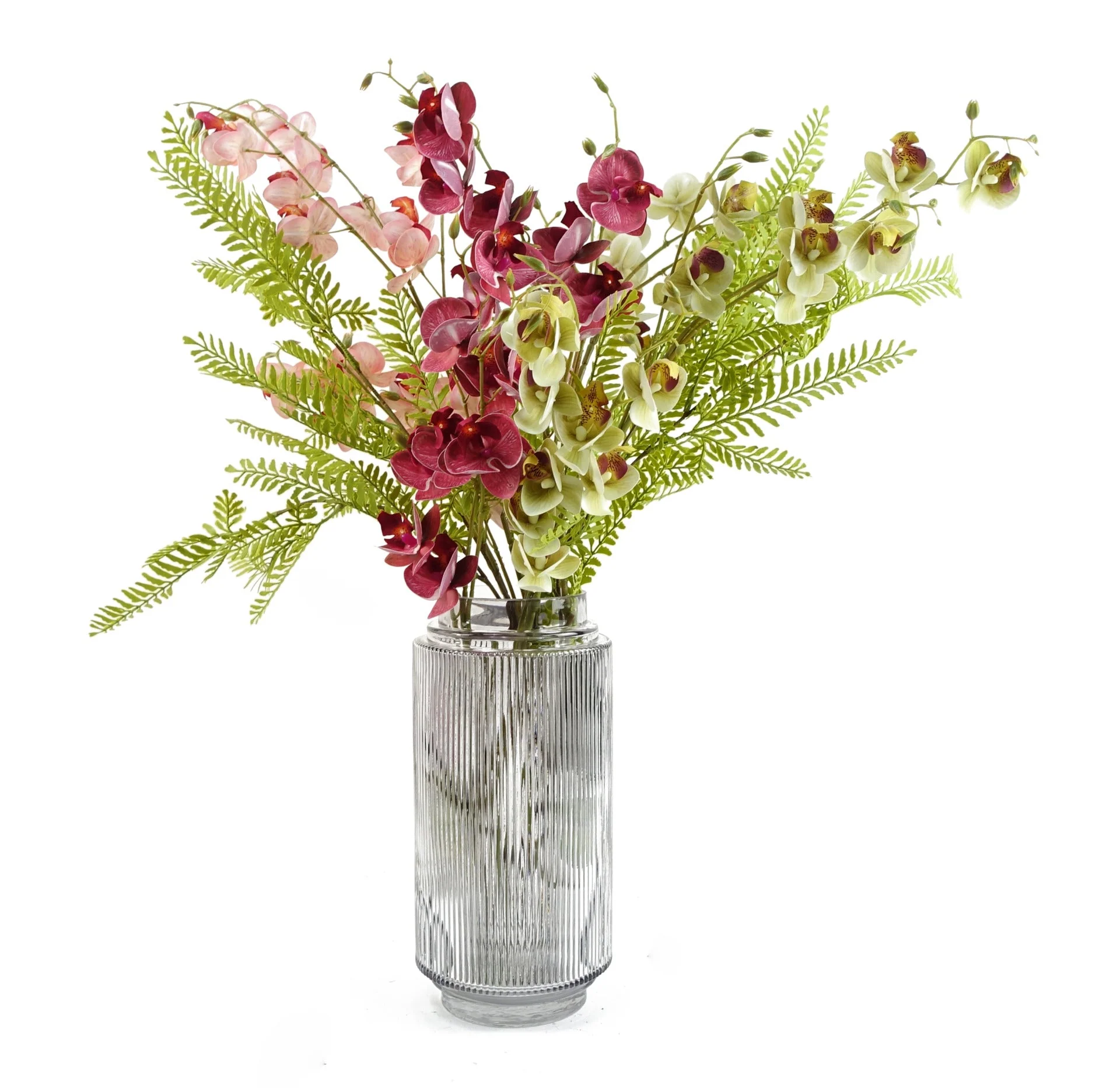 Pack of 6 x 80cm Dark Pink Artificial Mini Orchid Stem - Image 2