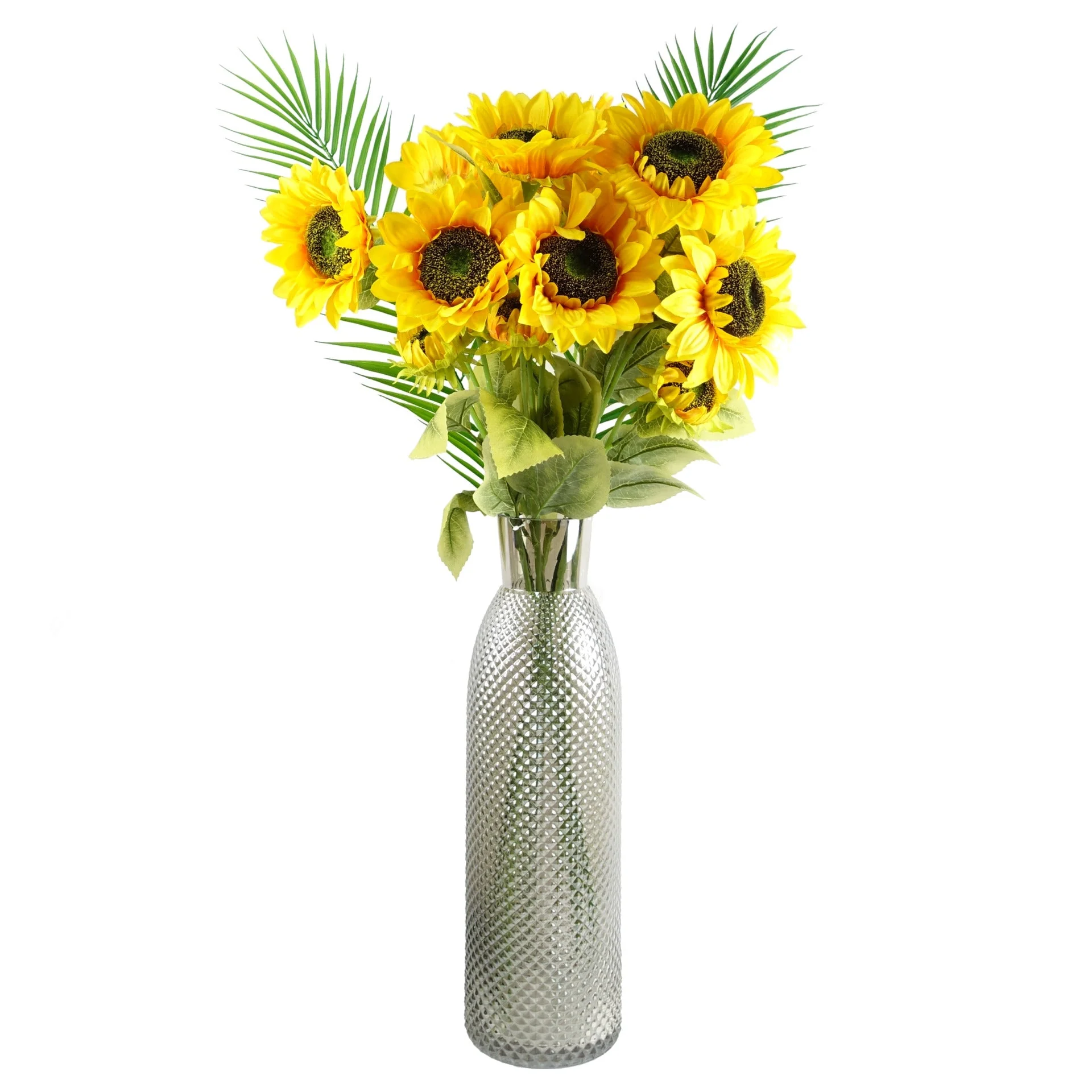 Pack of 6 x 88cm Yellow Artificial Sunflower - 18 heads - Image 3