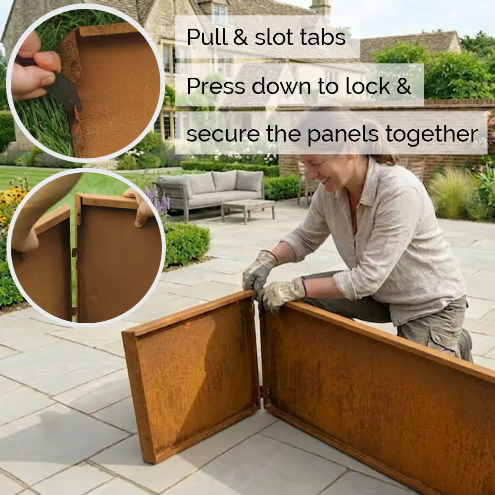 Pre-Rusted Corten Steel Straight Edge Long Trough Planter with Feet - Image 4