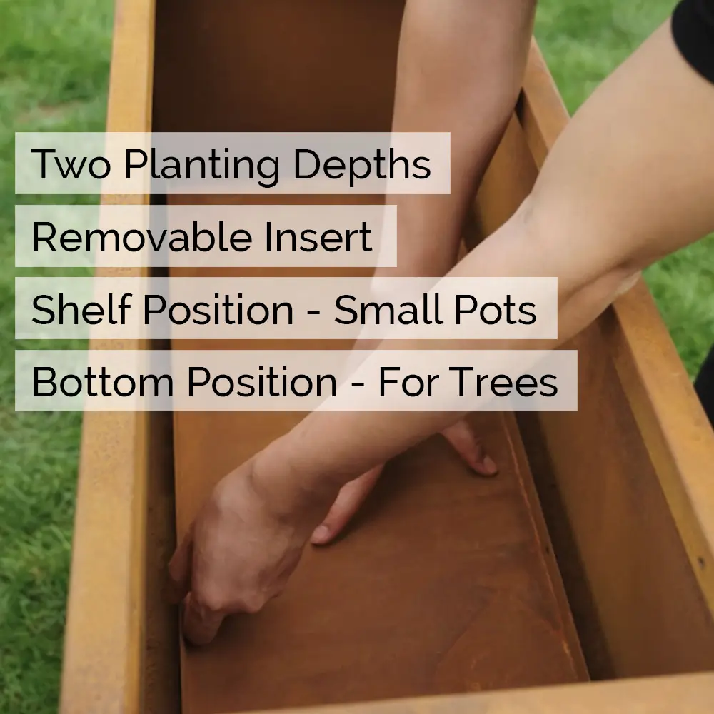 Pre-Rusted Corten Steel Straight Edge Tall Trough Planter with Feet - Image 19