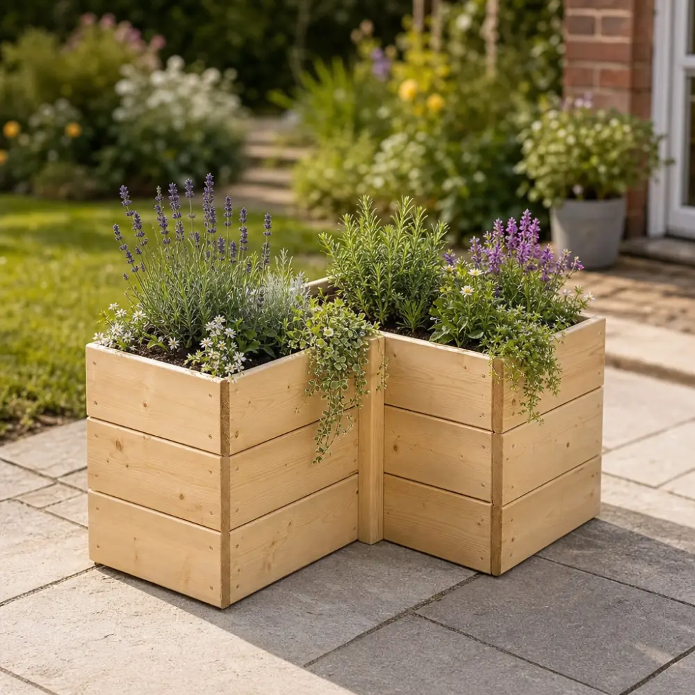 Premium Corner Wood Raised Bed - Image 2